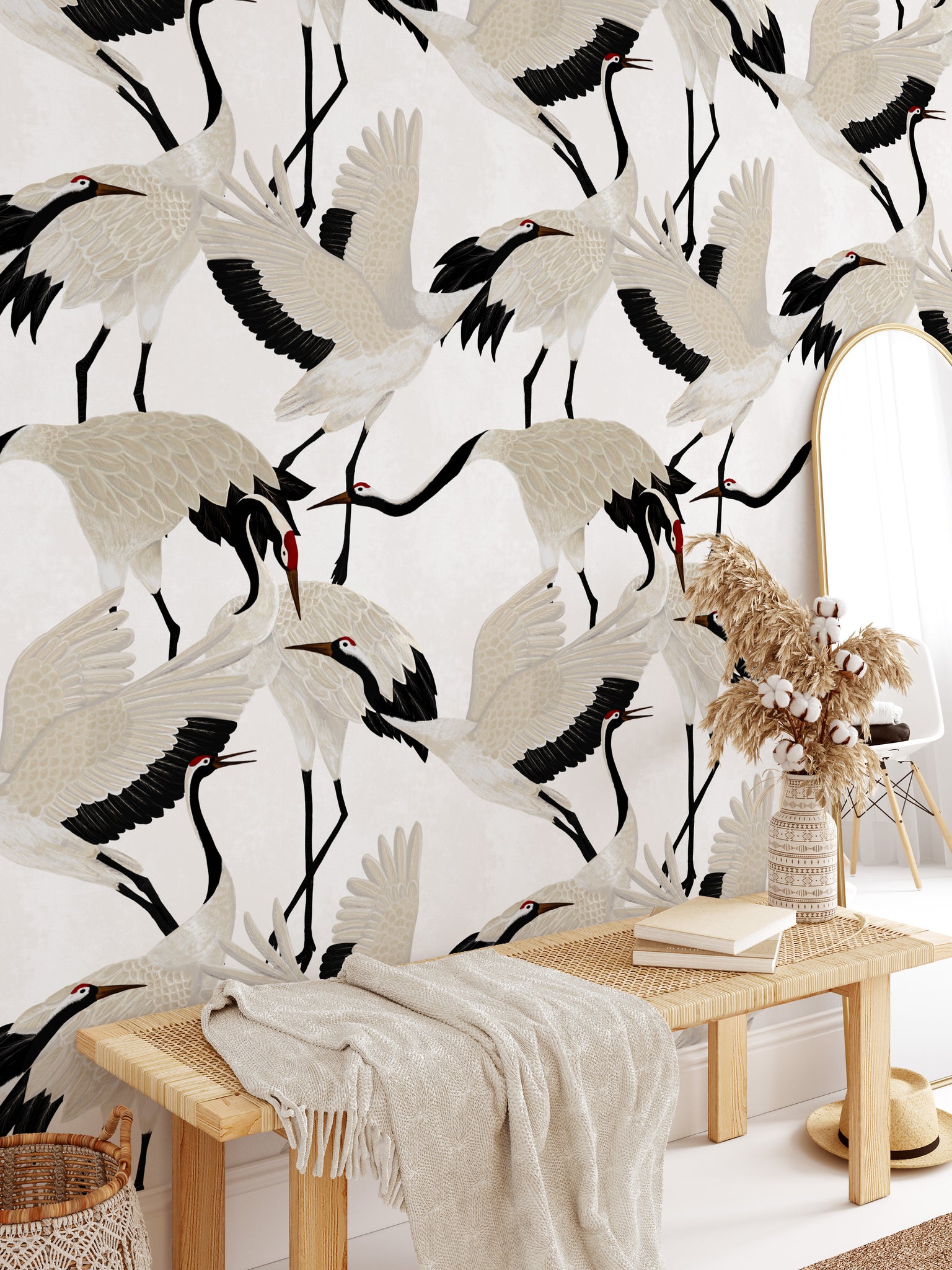 Carta da Parati Aironi Bianchi - 8 fogli - 5,60 mq