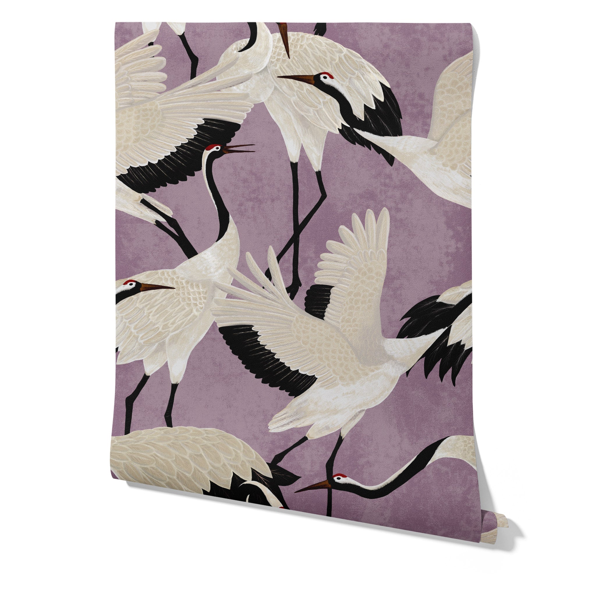 Carta da Parati Lilla Aironi Giapponesi - 8 fogli - 5,60 mq