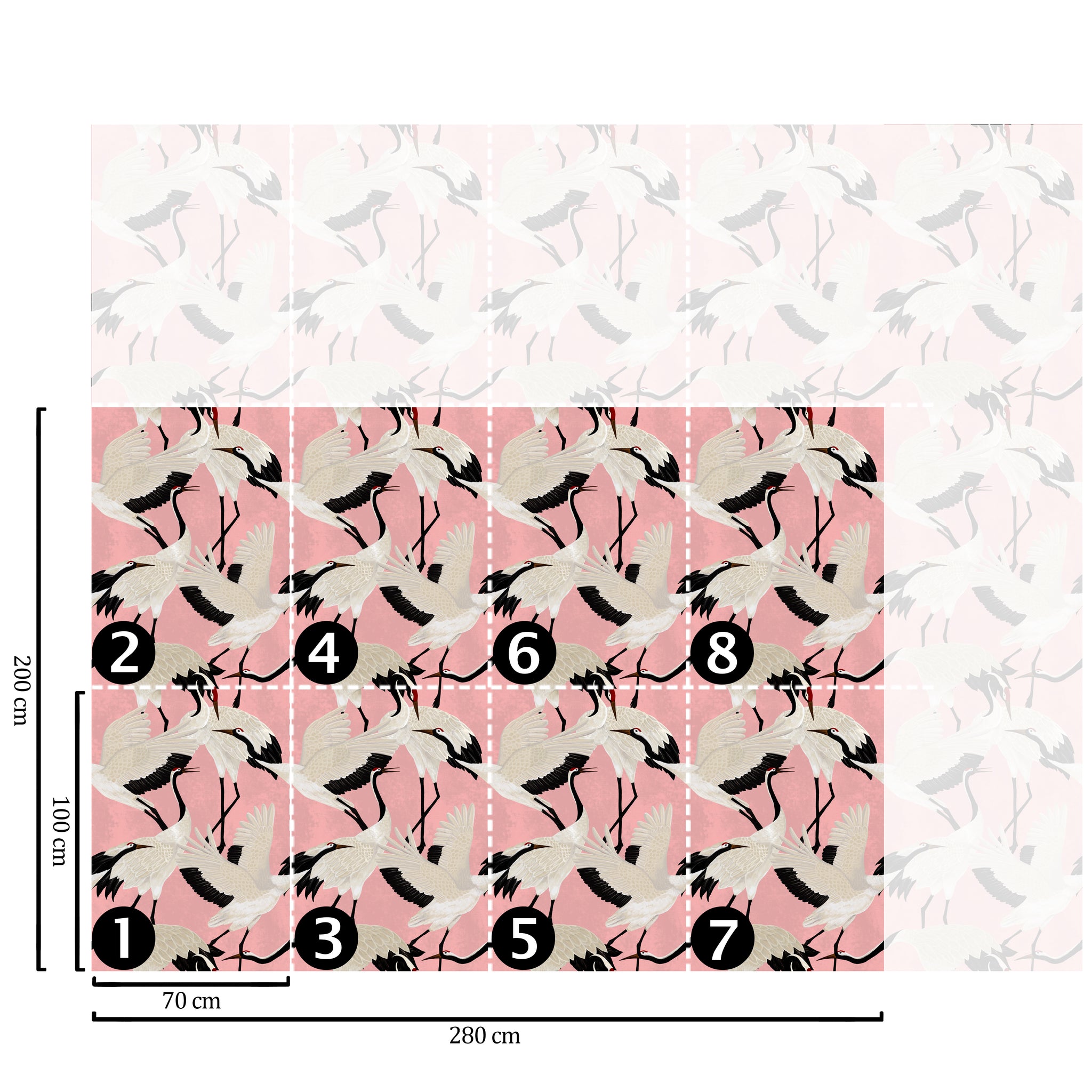 Carta da Parati Aironi Rosa - 8 fogli - 5,60 mq