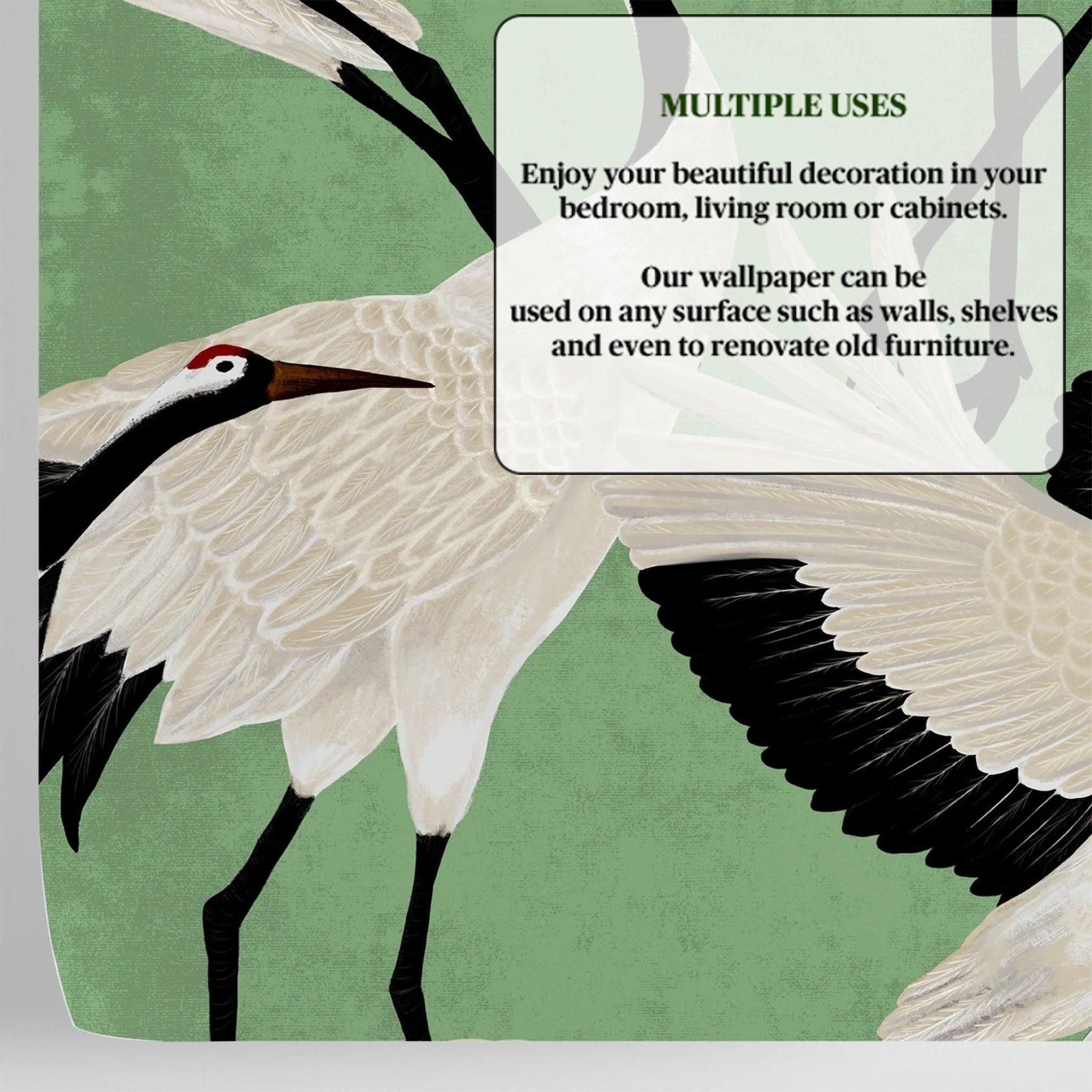 Carta da Parati Aironi Verdi - 8 fogli - 5,60 mq