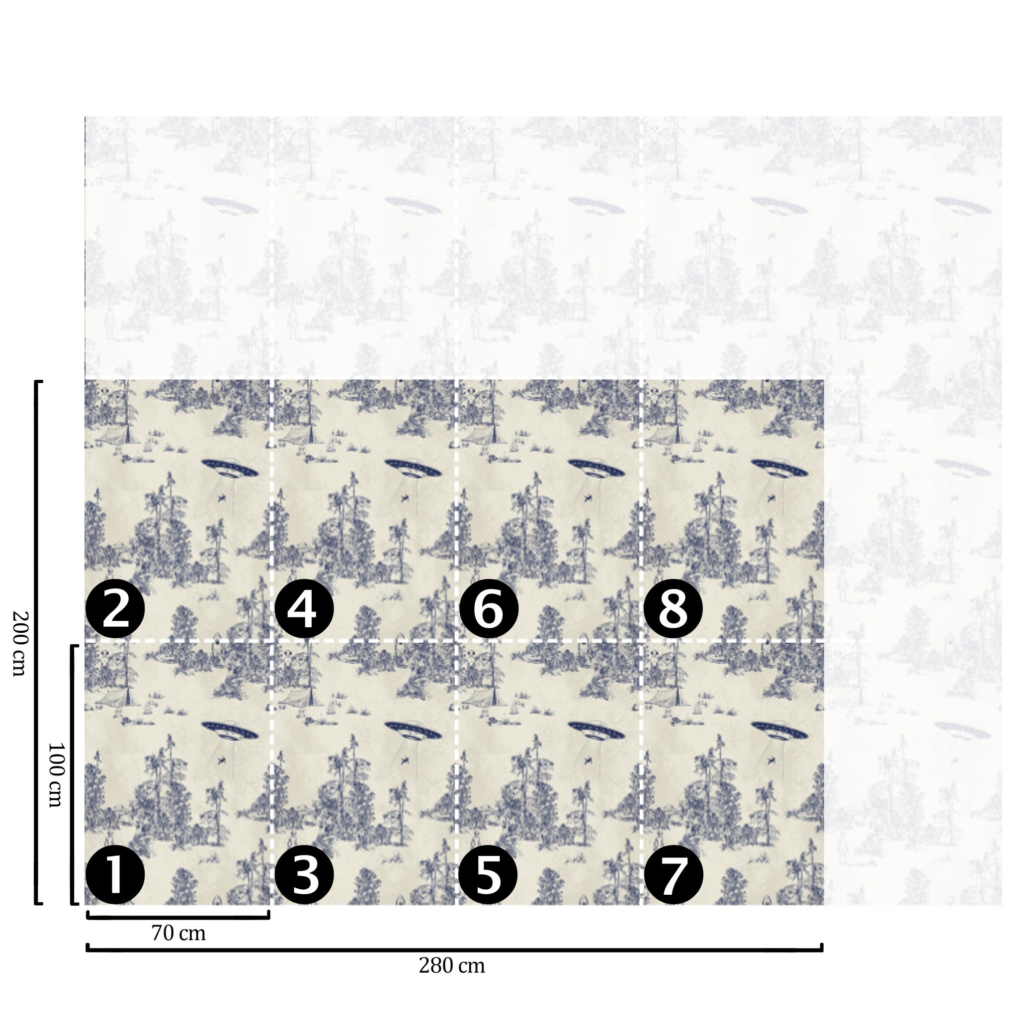 Carta da Parati Toile de Jouy Ufo - 8 fogli - 5,60 mq