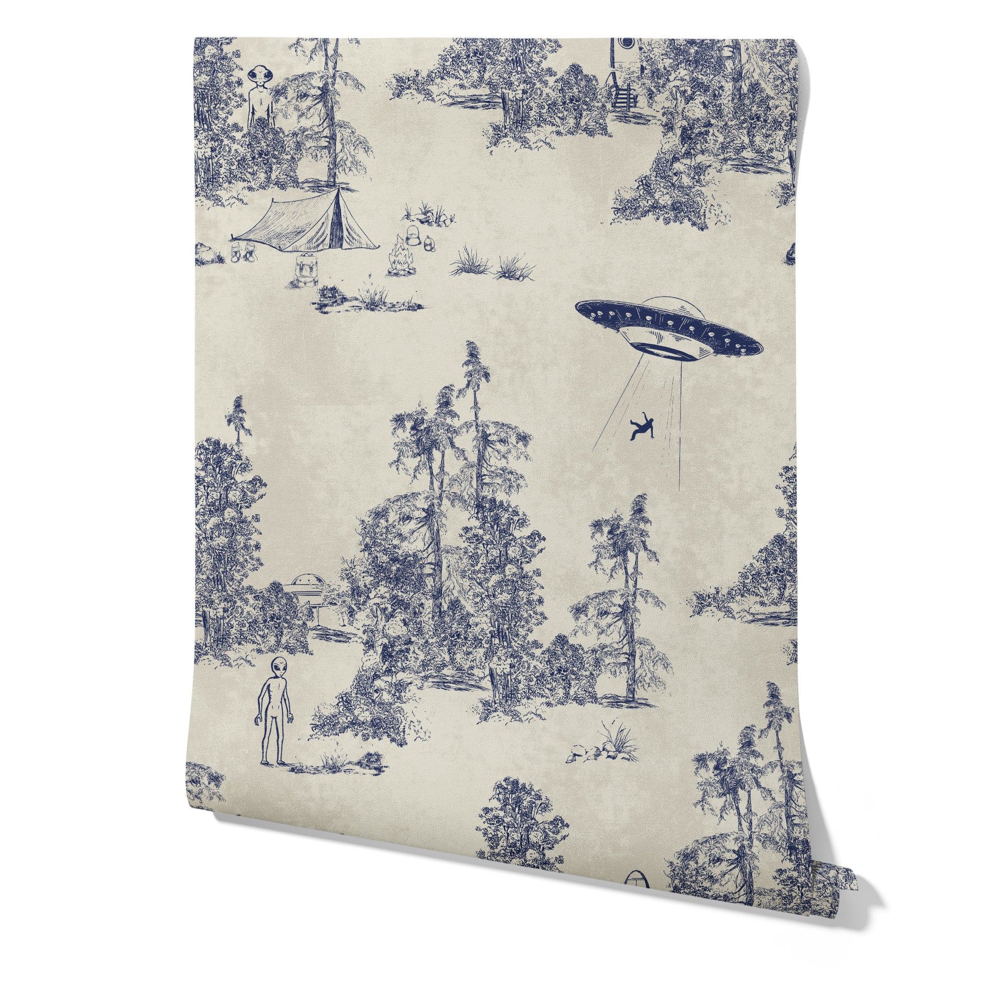 Carta da Parati Toile de Jouy Ufo - 8 fogli - 5,60 mq