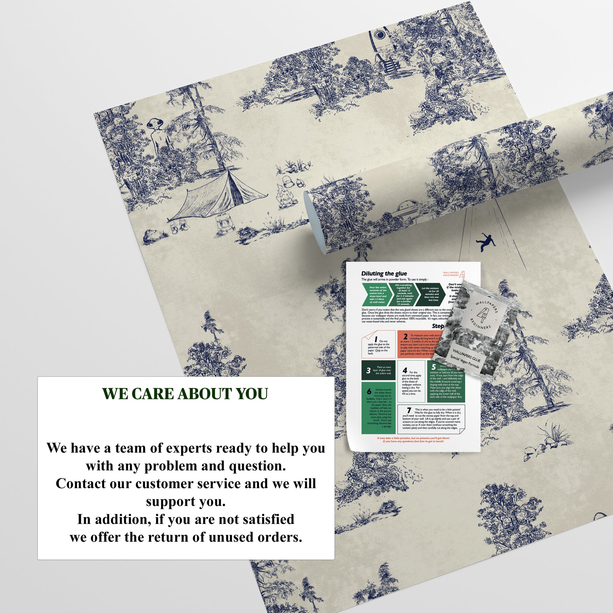 Carta da Parati Toile de Jouy Ufo - 8 fogli - 5,60 mq