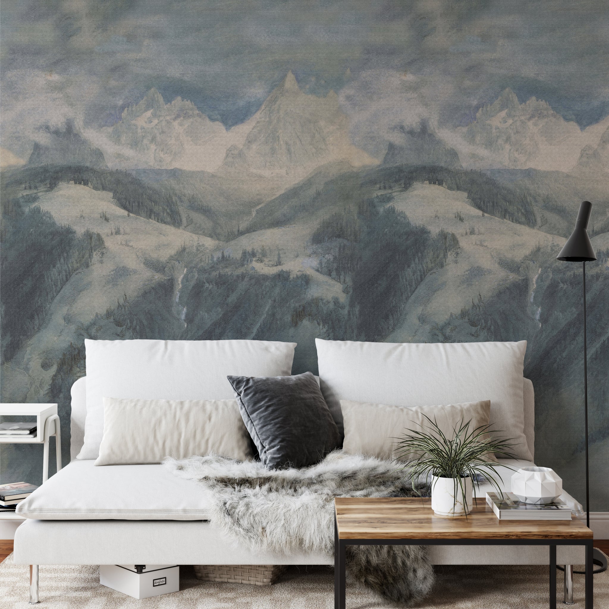 Carta da Parati Paesaggio Montano Vintage - 2 rotoli di carta 90 cm x 260 cm - 4.68 mq