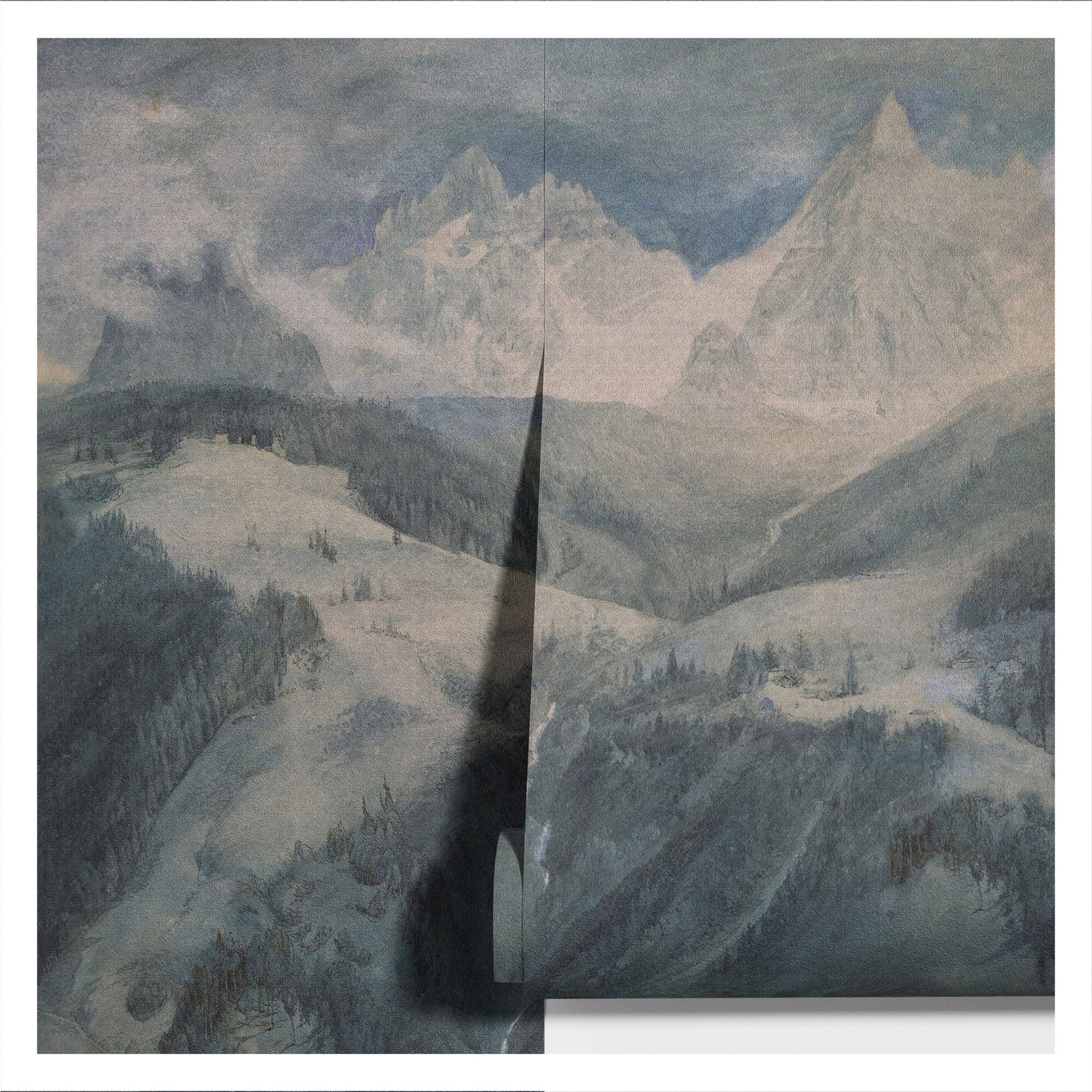 Carta da Parati Paesaggio Montano Vintage - 2 rotoli di carta 90 cm x 260 cm - 4.68 mq