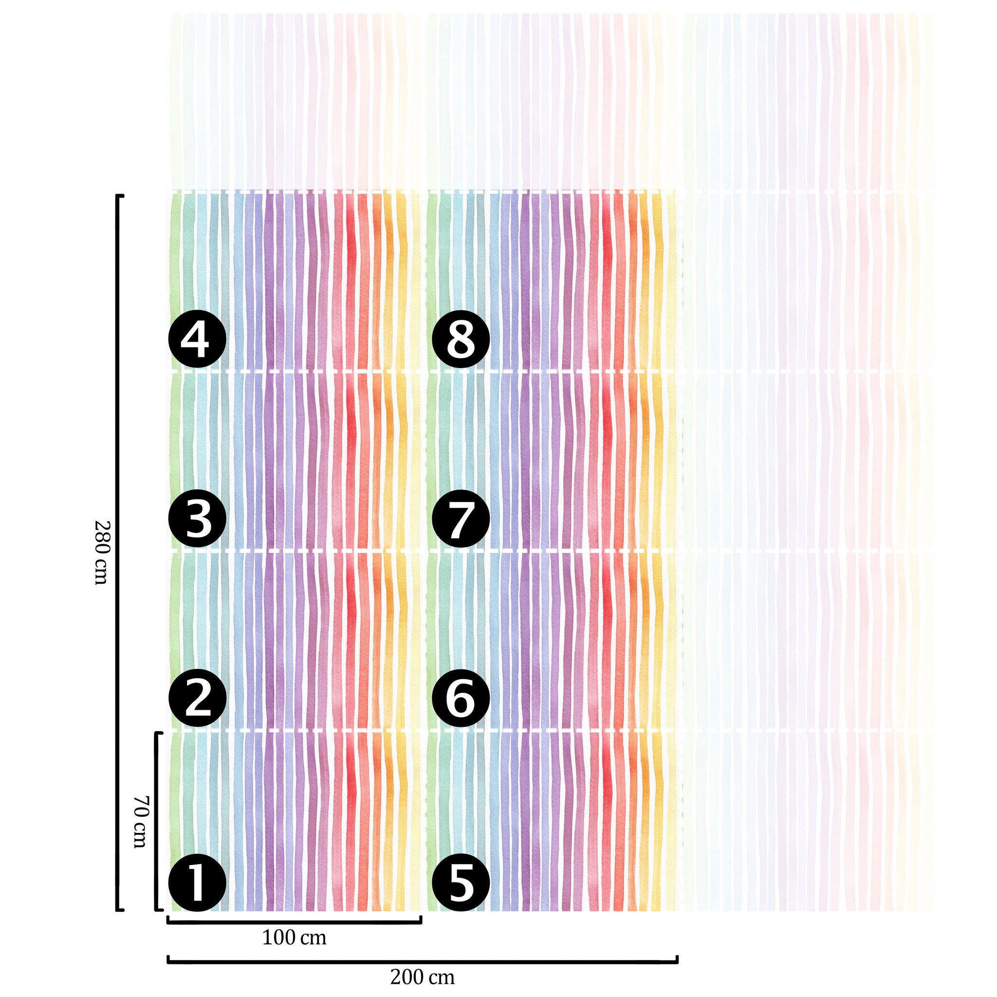 Carta da Parati a Righe Arcobaleno - 8 fogli - 5,60 mq