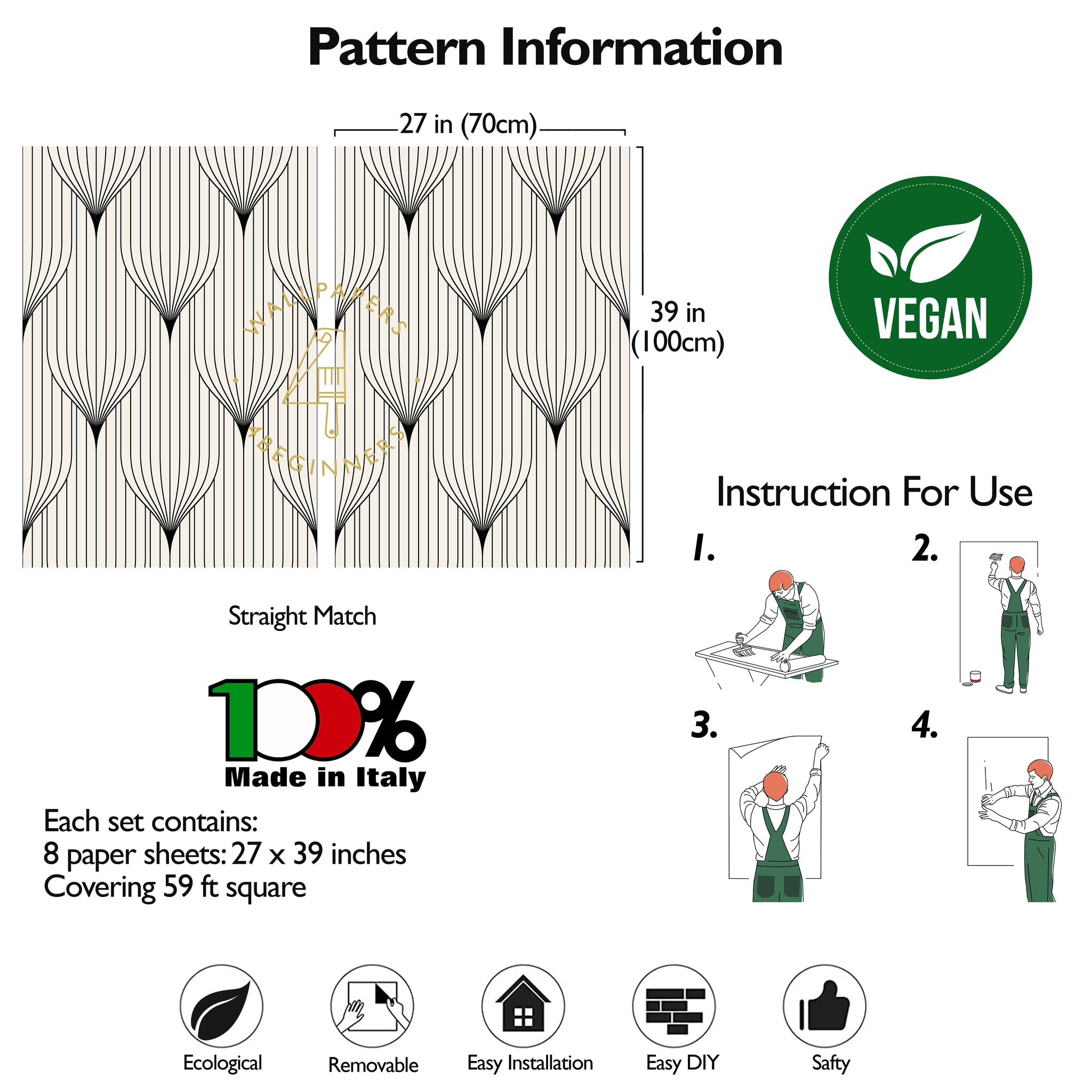 Carta da Parati Art Déco - 8 fogli - 5,60 mq