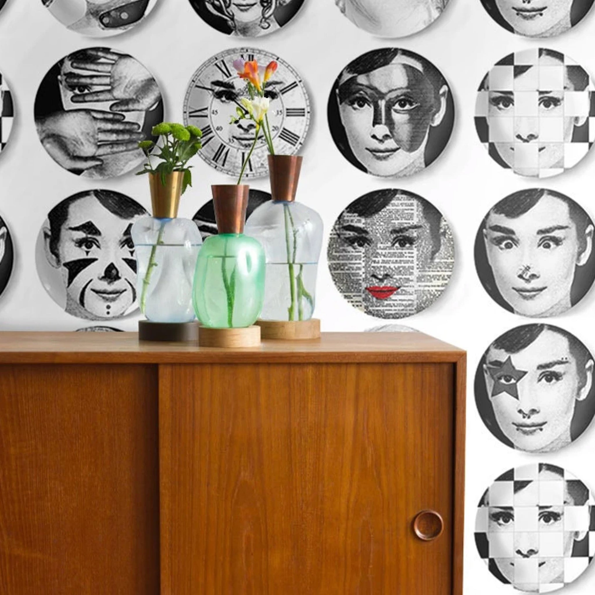 Carta da Parati Piatti Decorativi in Bianco - 8 fogli - 5,60 mq