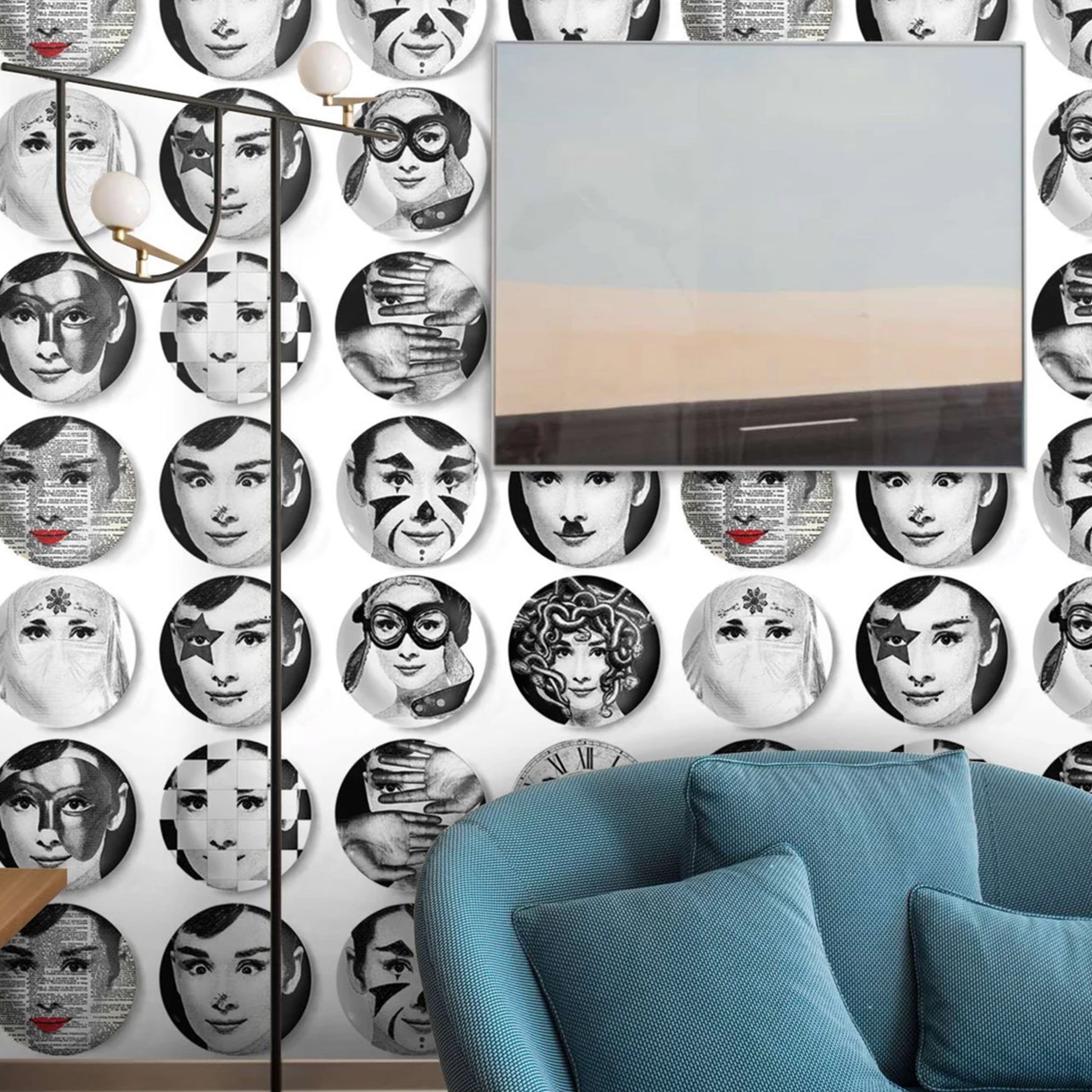 Carta da Parati Piatti Decorativi in Bianco - 8 fogli - 5,60 mq