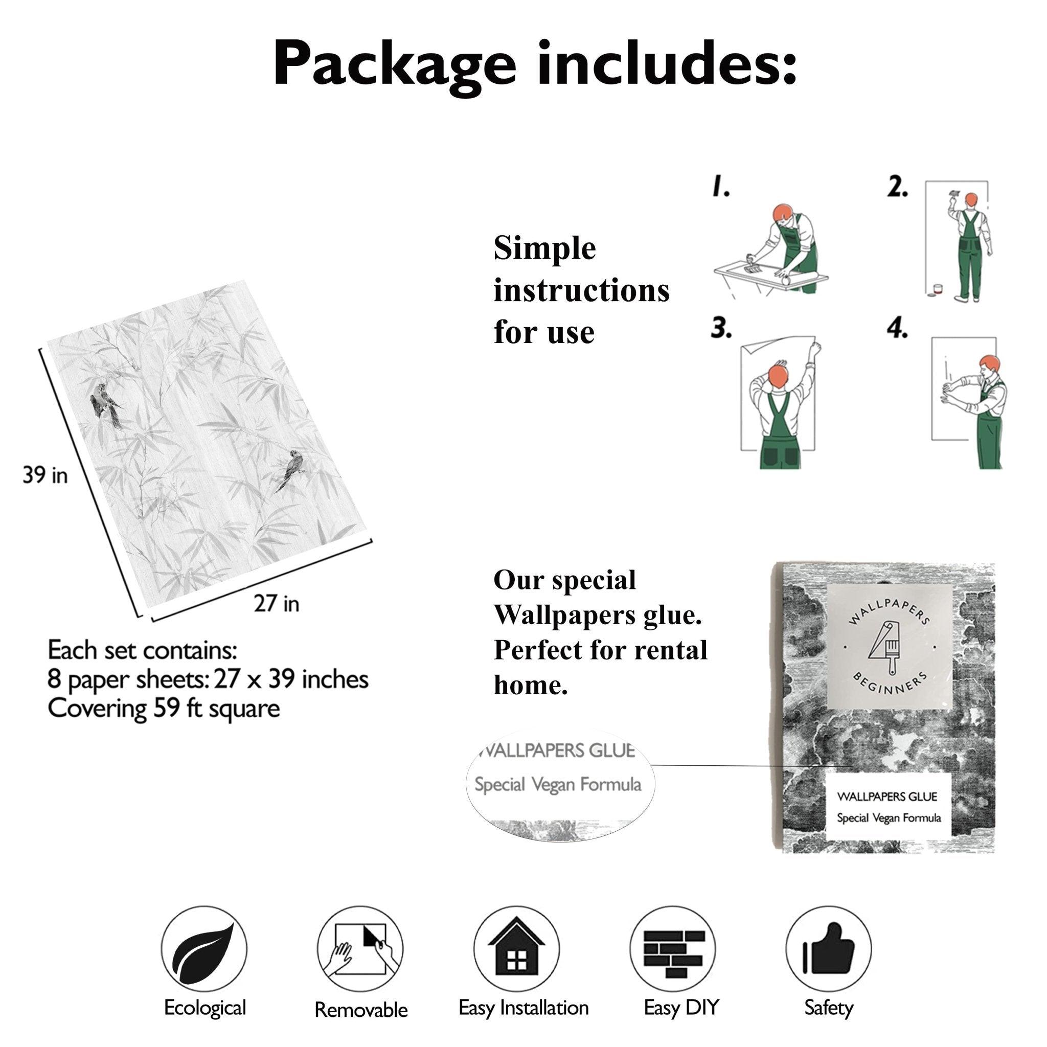 Carta da Parati Japandi Foresta di Bambù - 8 fogli - 5,60 mq