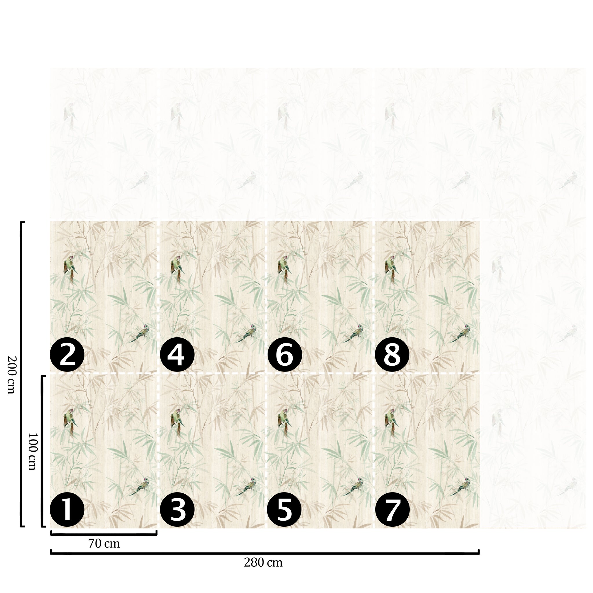 Carta da Parati Foresta Giapponese Bamboo - 8 fogli - 5,60 mq