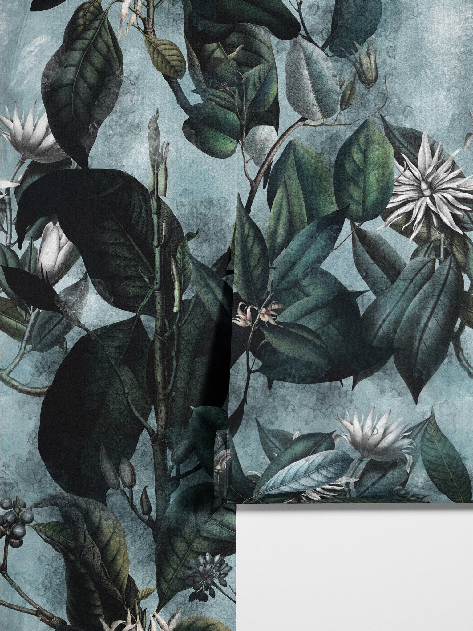 Carta da Parati Botanica con Foglie Selvatiche - Design Elegante e Naturale. - 2 rotoli di carta 90 cm x 260 cm - 4.68 mq