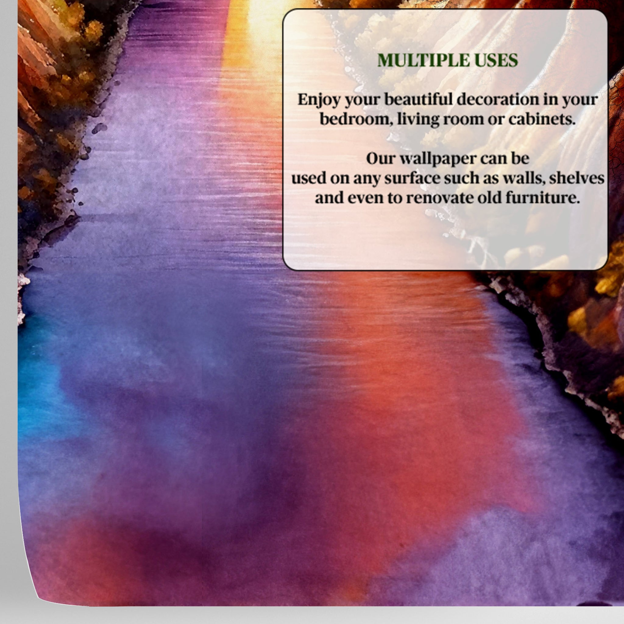 Carta da Parati Acquerello Grand Canyon al Tramonto - Arte Paesaggistica Suggestiva - 2 rotoli di carta 90 cm x 260 cm - 4.68 mq