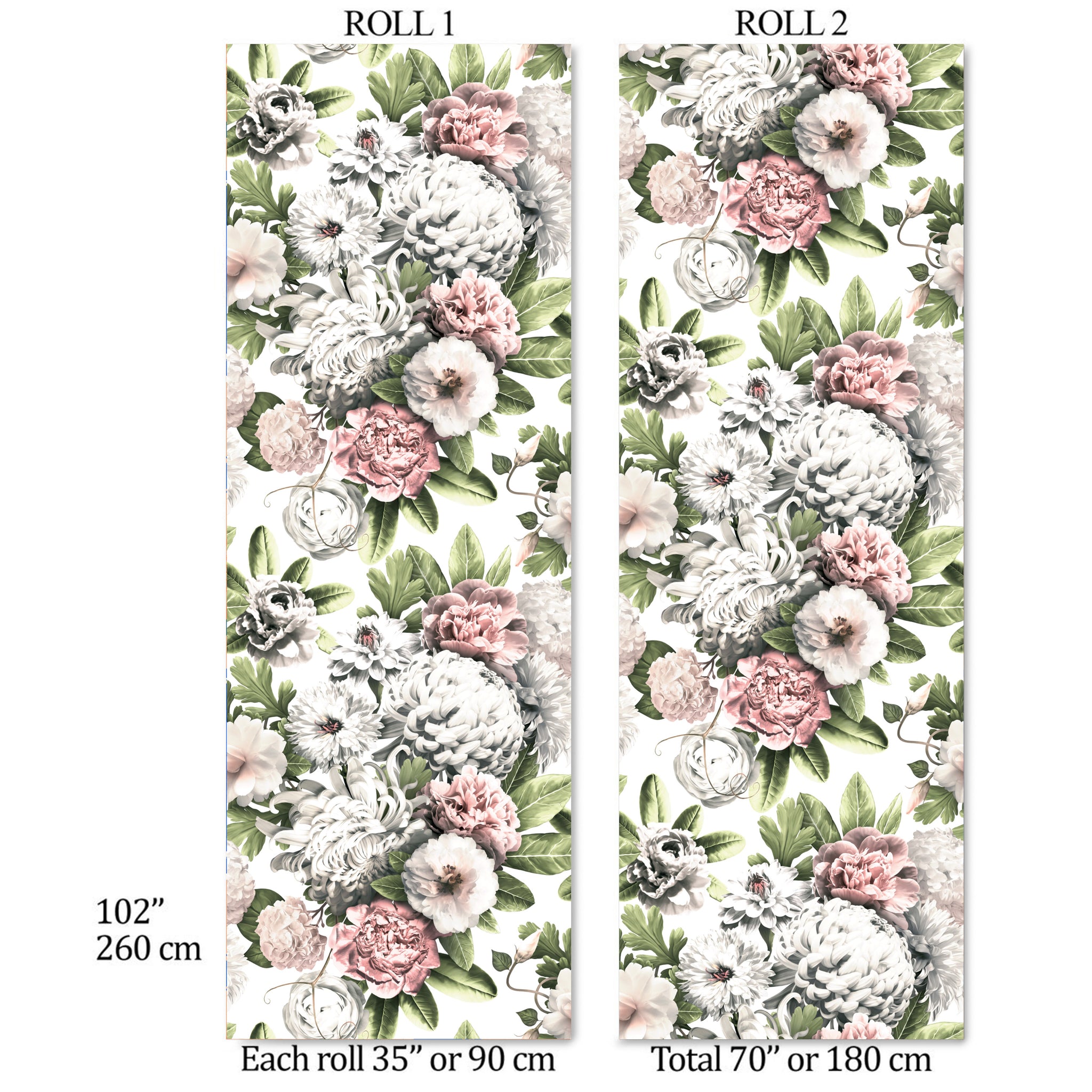 Carta da Parati Floreale Acquerello - Design Elegante e Raffinato - 2 rotoli di carta 90 cm x 260 cm - 4.68 mq