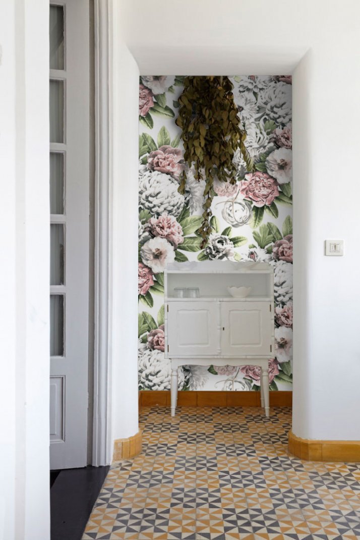 Carta da Parati Floreale Acquerello - Design Elegante e Raffinato - 2 rotoli di carta 90 cm x 260 cm - 4.68 mq