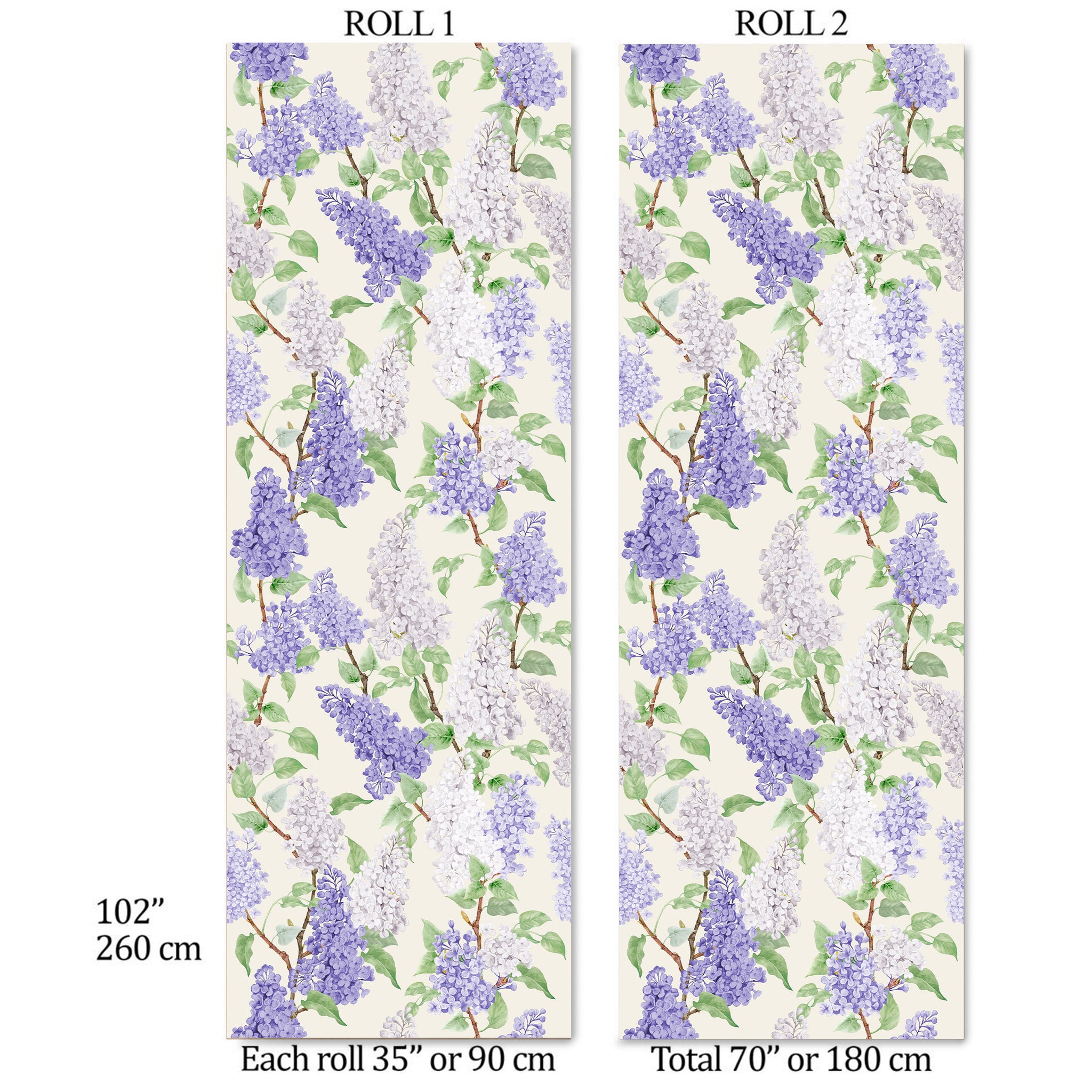 Carta da Parati Floreale con Glicini Viola e Lilla - Design Fresco e Romantico - 2 rotoli di carta 90 cm x 260 cm - 4.68 mq