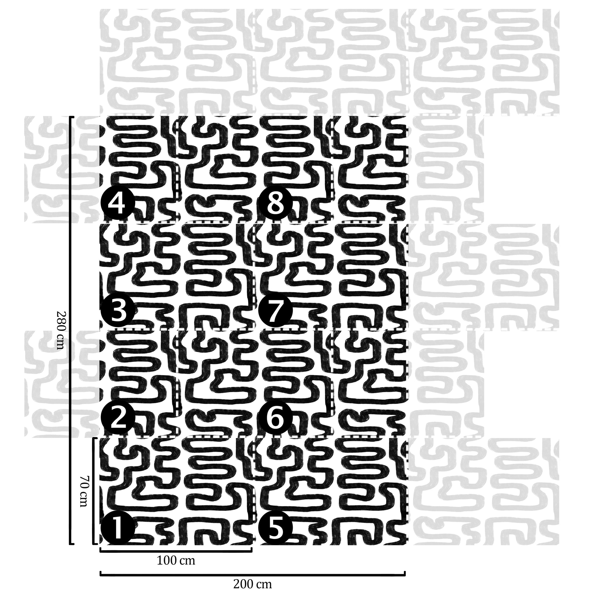 Carta da Parati Arte Moderna Astratta Bianca e Nera - 8 fogli - 5,60 mq