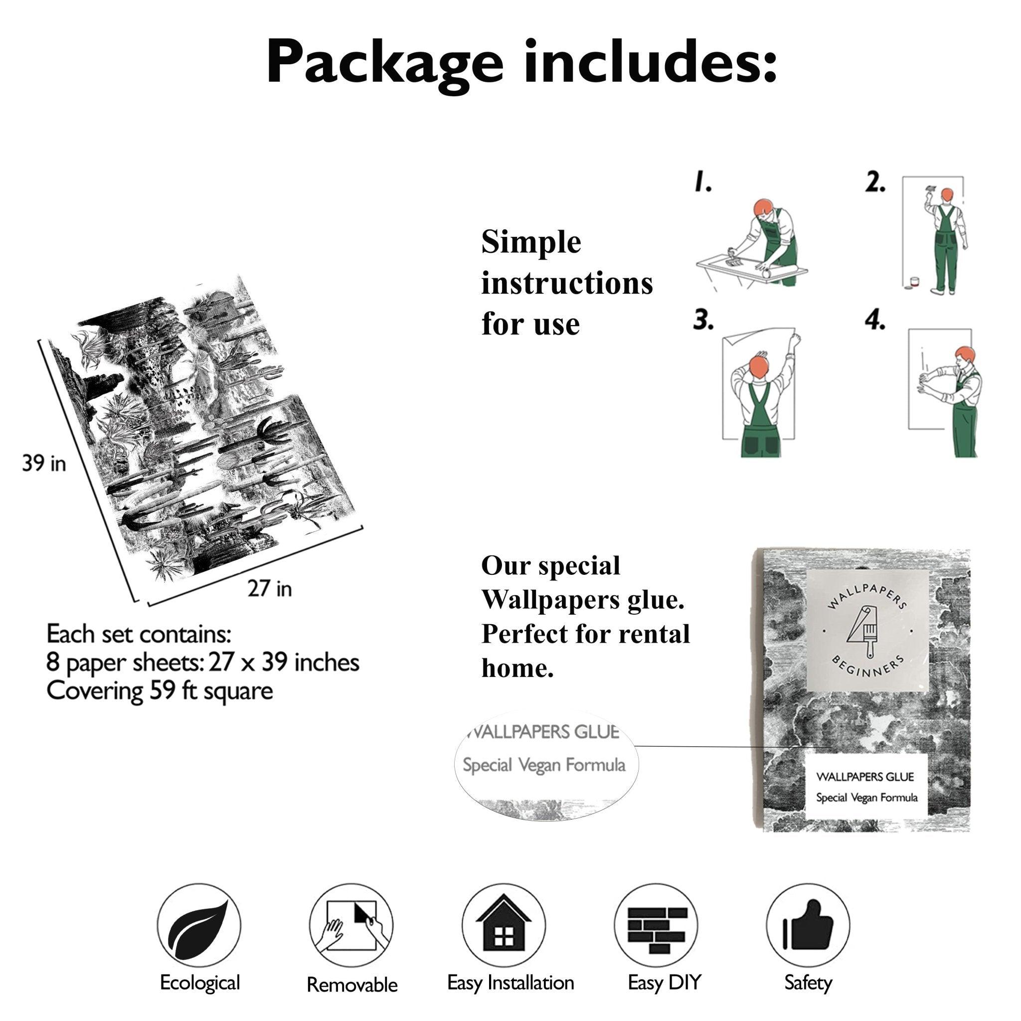 Carta da Parati Cactus - 8 fogli - 5,60 mq