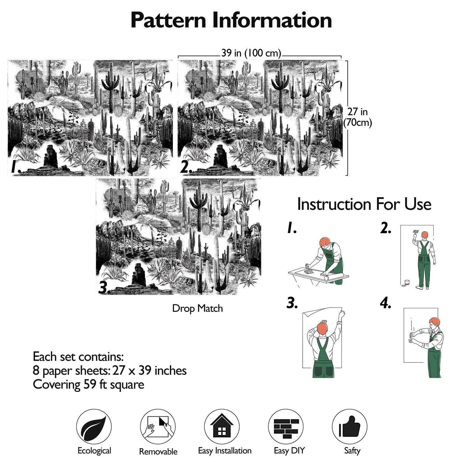 Carta da Parati Cactus - 8 fogli - 5,60 mq