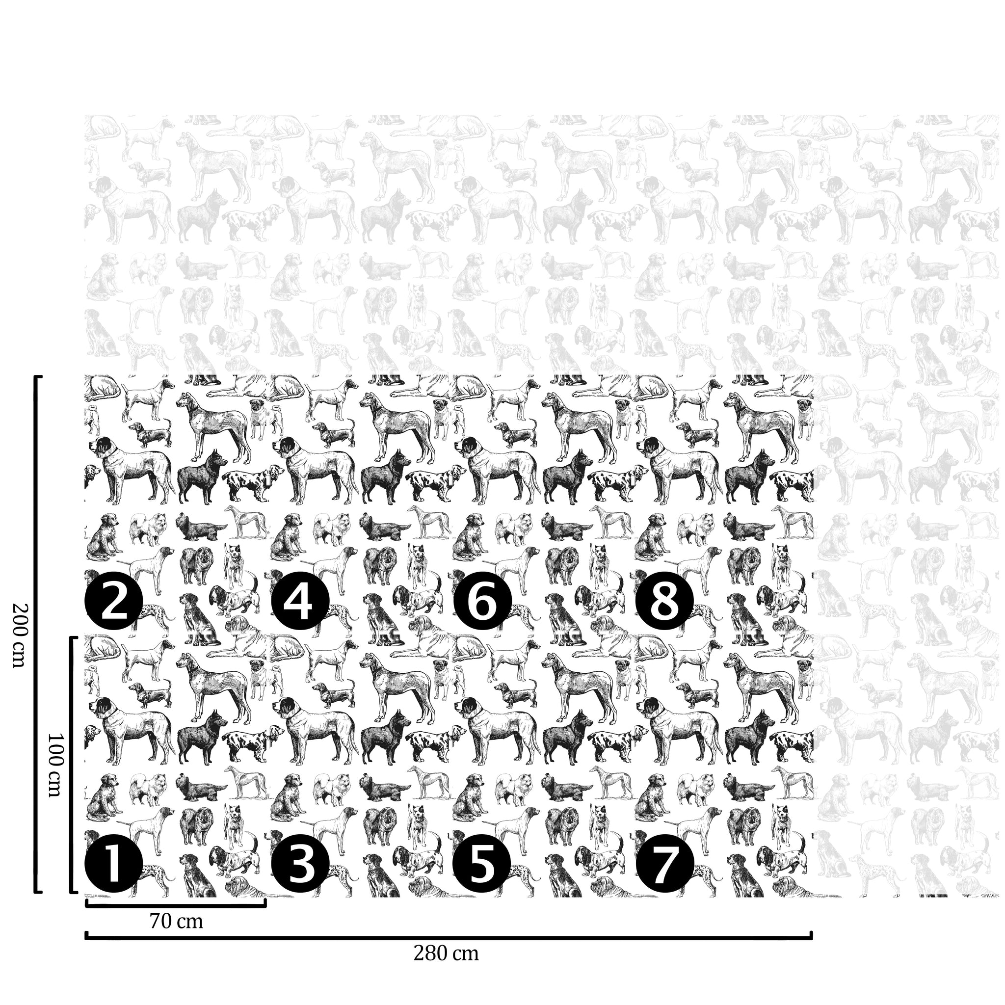 Carta da Parati Cani Bianchi e Neri - 8 fogli - 5,60 mq