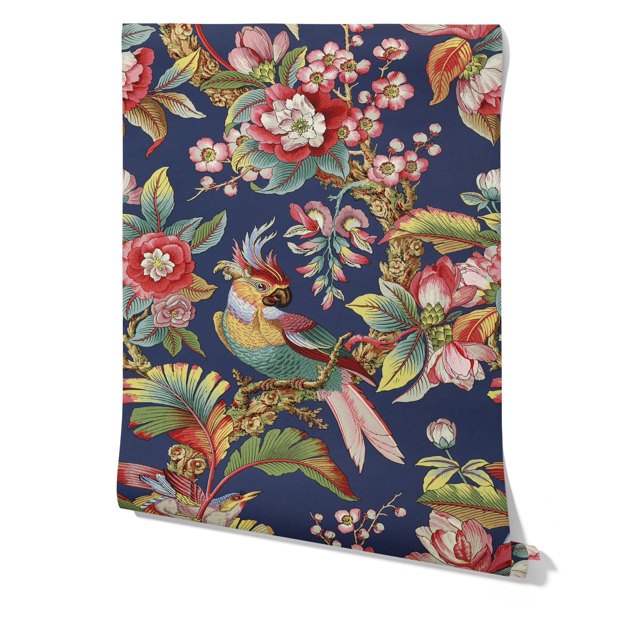 Carta da Parati Cinese in Blu con Uccellini - 8 fogli - 5,60 mq