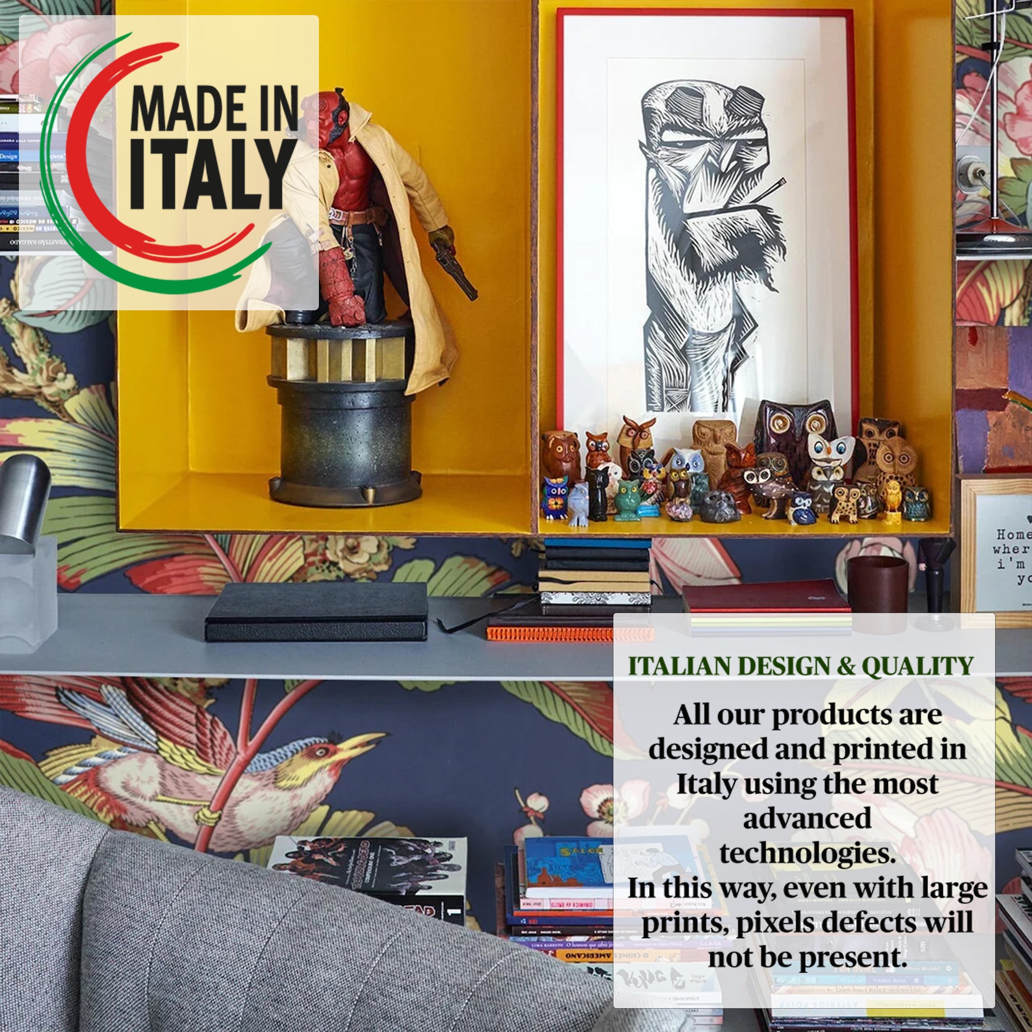 Carta da Parati Cinese in Blu con Uccellini - 8 fogli - 5,60 mq