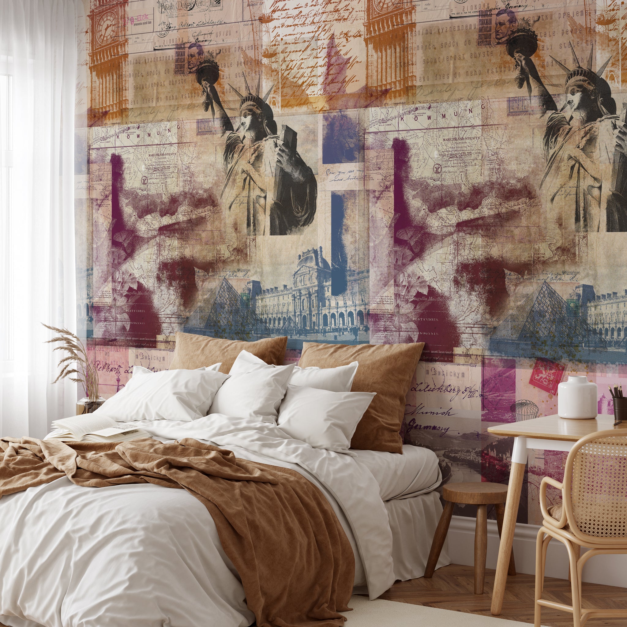 Carta da Parati Collage di Icone Internazionali - 2 rotoli di carta 90 cm x 260 cm - 4.68 mq