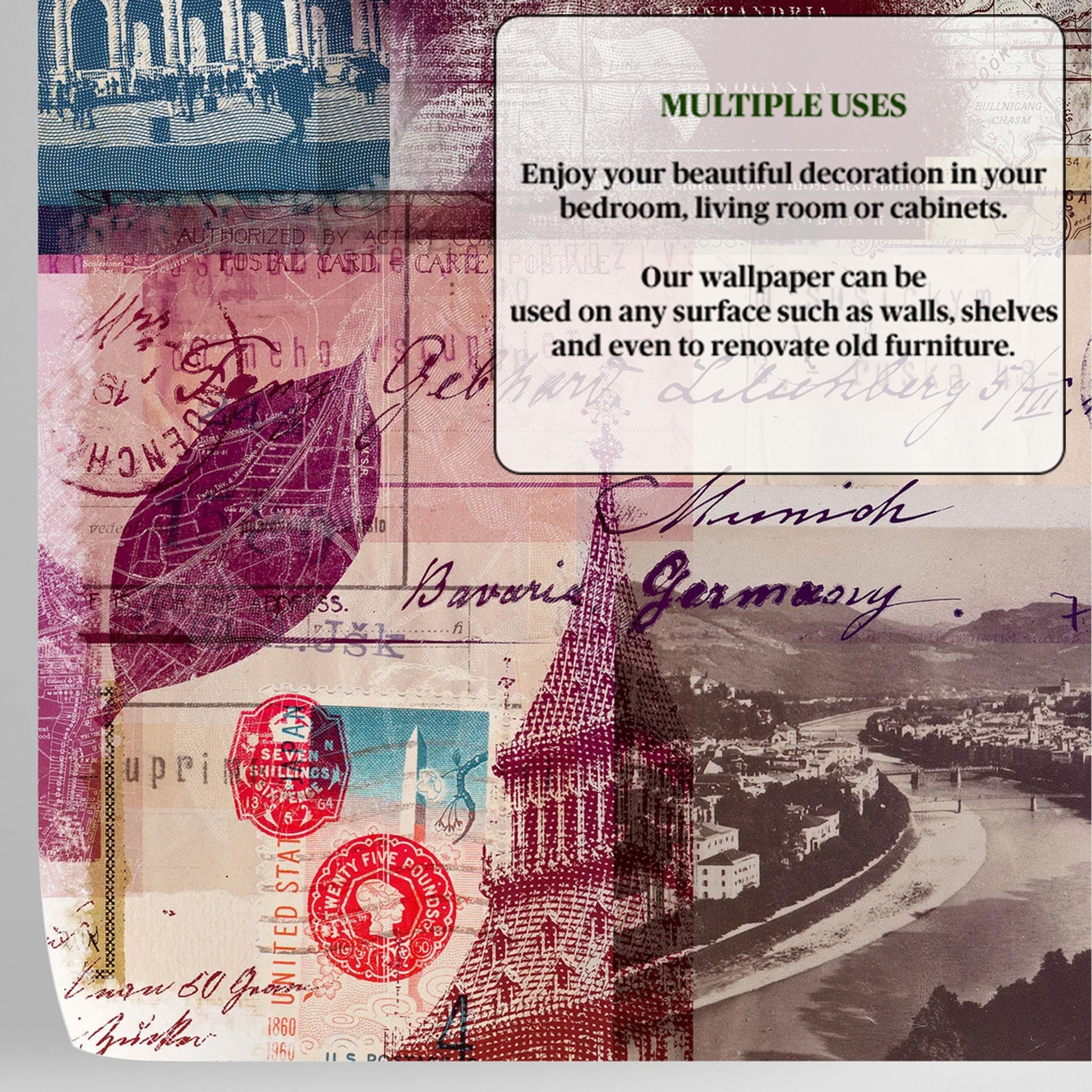 Carta da Parati Collage di Icone Internazionali - 2 rotoli di carta 90 cm x 260 cm - 4.68 mq