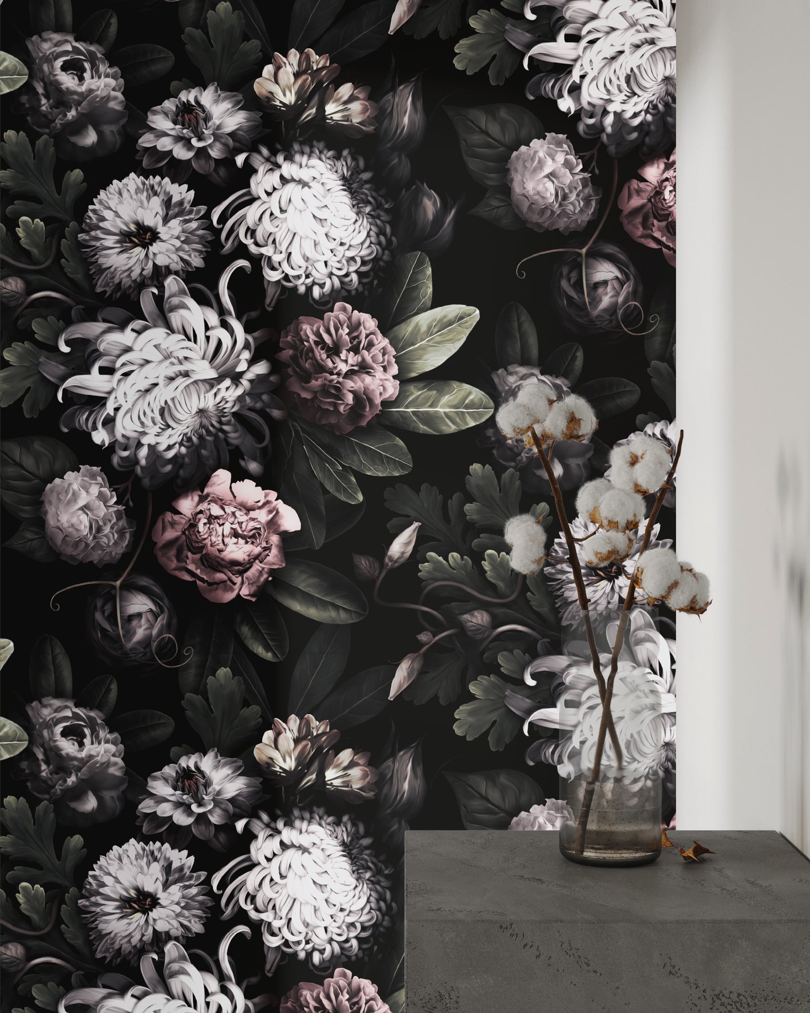 Carta da Parati Floreale Scura - 8 fogli - 5,60 mq