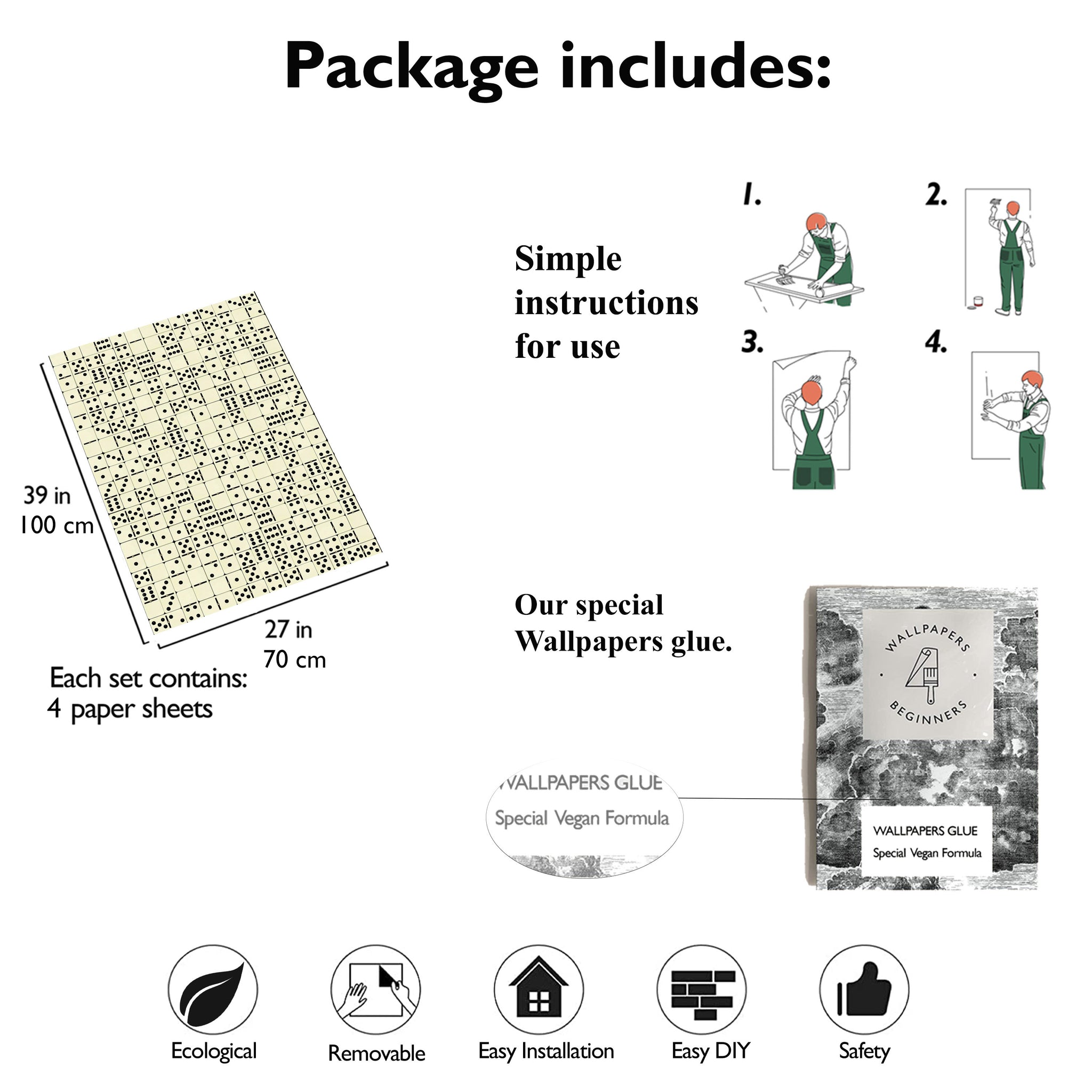 Carta da Parati Domino - 8 fogli - 5,60 mq