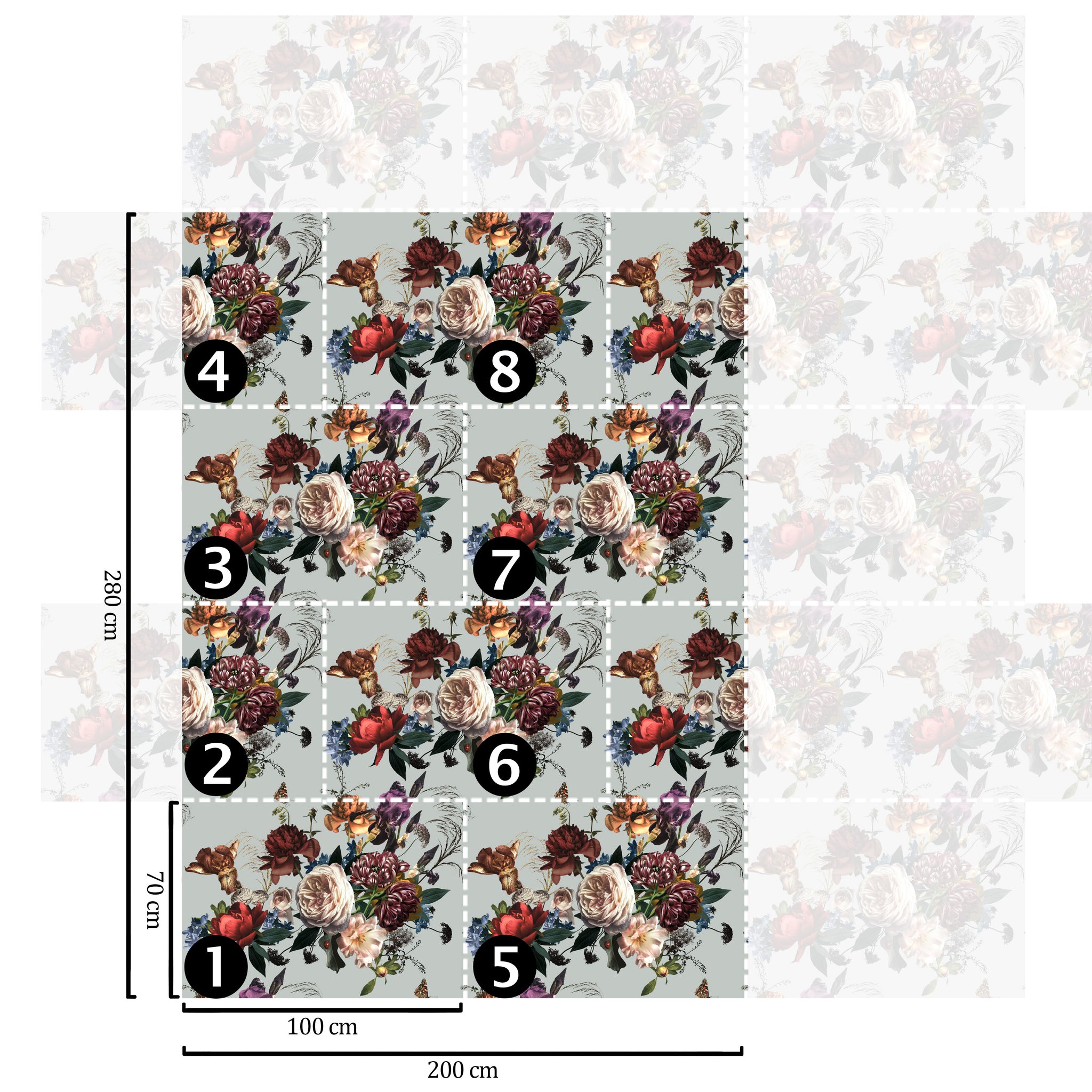 Carta da Parati Floreale Rinascimento - 8 fogli - 5,60 mq