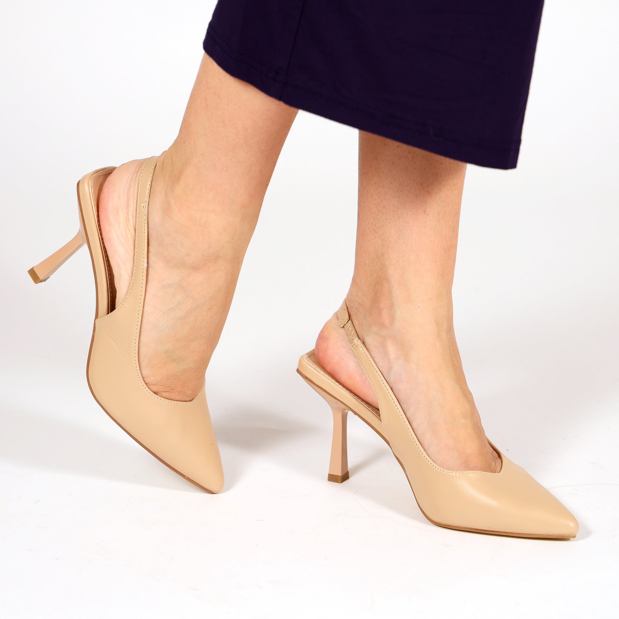 Dècolletè slingback in simil pelle Beige