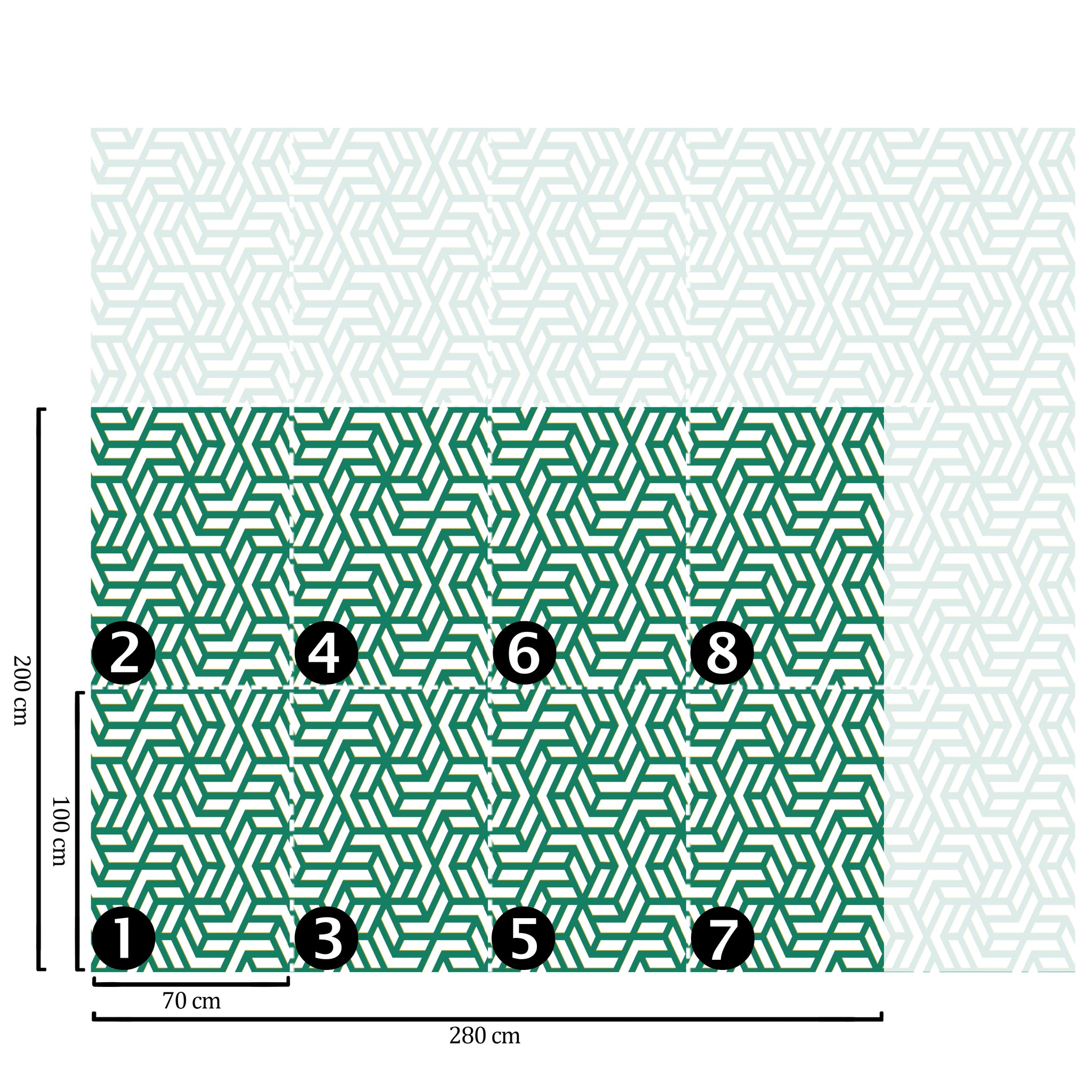 Carta da Parati Geometrica Verde - 8 fogli - 5,60 mq