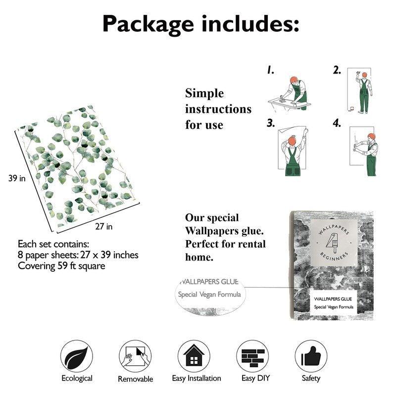 Carta da Parati Eucalipto - 8 fogli - 5,60 mq