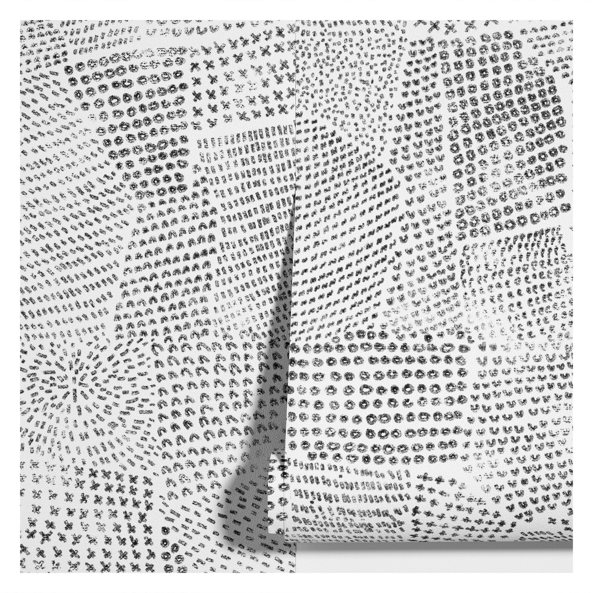 Carta da Parati Minimalista con Segni Astratti Neri - Motivi Monocromatici Ripetuti - 2 rotoli di carta 90 cm x 260 cm - 4.68 mq