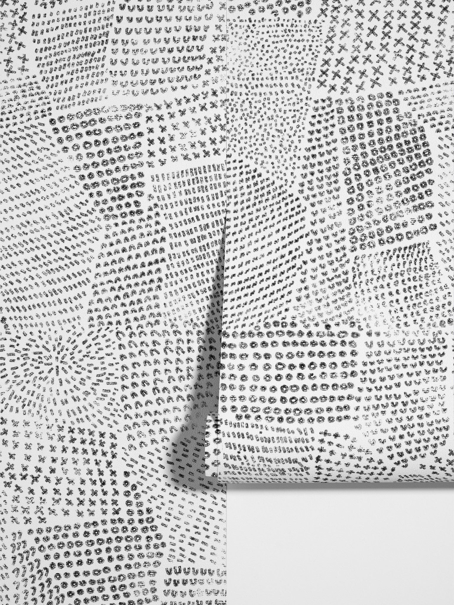 Carta da Parati Minimalista con Segni Astratti Neri - Motivi Monocromatici Ripetuti - 2 rotoli di carta 90 cm x 260 cm - 4.68 mq