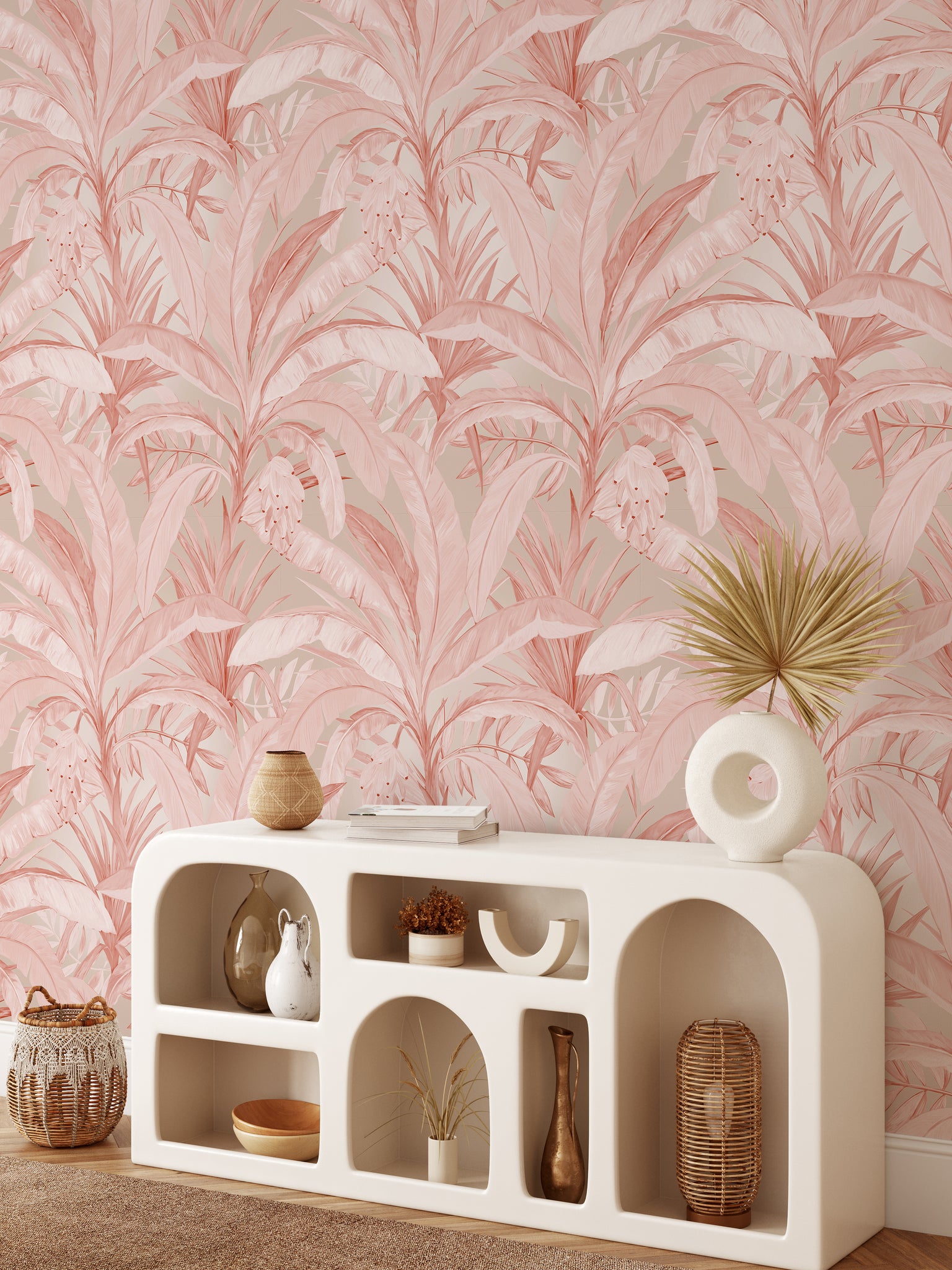 Carta da Parati Jungla Tropicale Rosa - 8 fogli - 5,60 mq