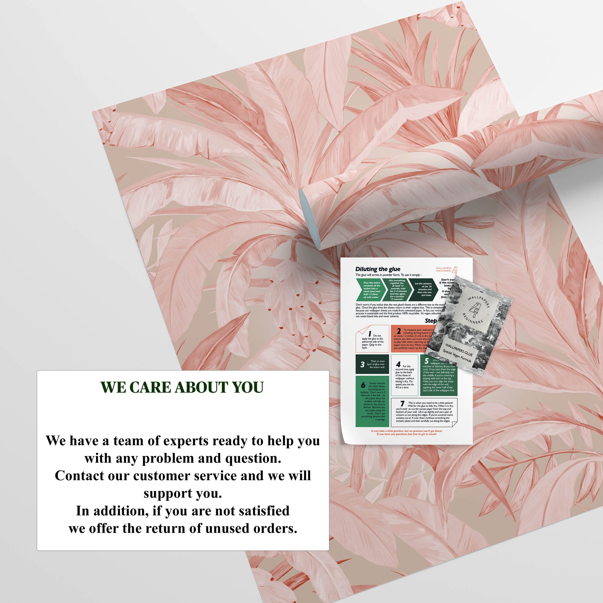 Carta da Parati Jungla Tropicale Rosa - 8 fogli - 5,60 mq