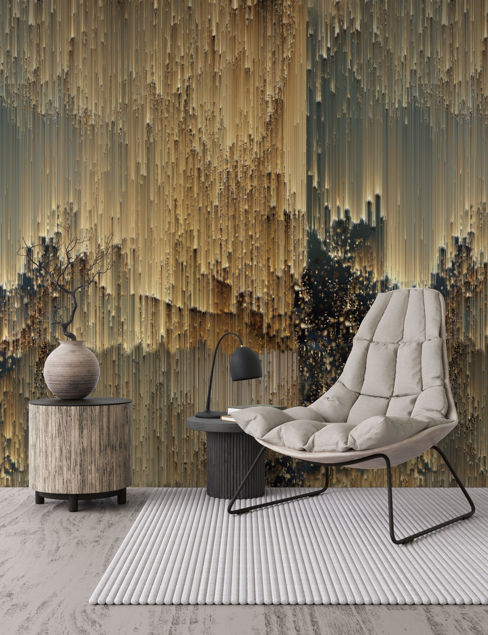 Carta da Parati Astratta Oro e Nero - 2 rotoli di carta 90 cm x 260 cm - 4.68 mq