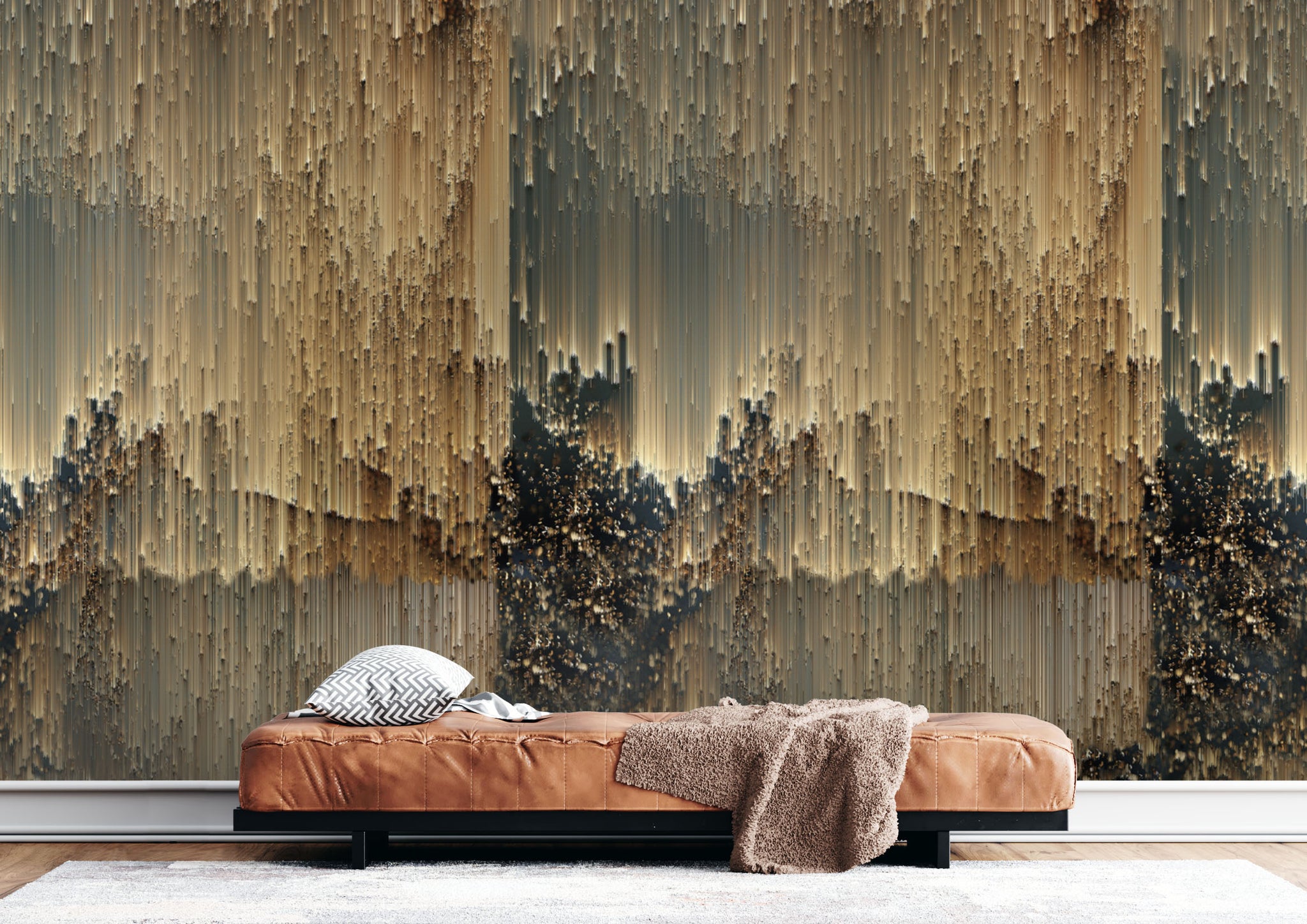 Carta da Parati Astratta Oro e Nero - 2 rotoli di carta 90 cm x 260 cm - 4.68 mq