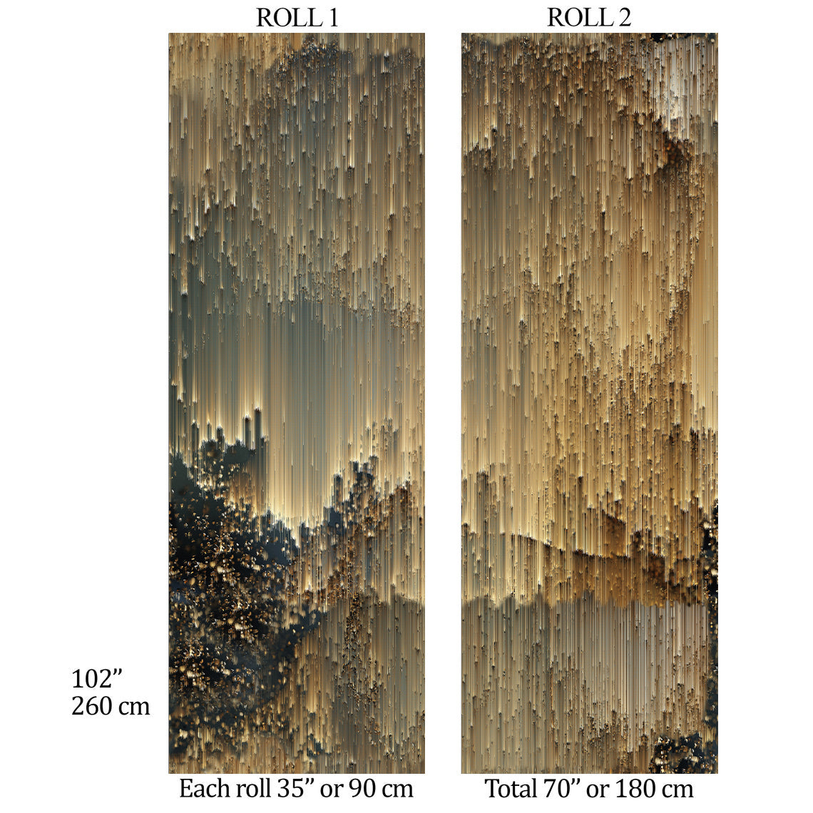 Carta da Parati Astratta Oro e Nero - 2 rotoli di carta 90 cm x 260 cm - 4.68 mq