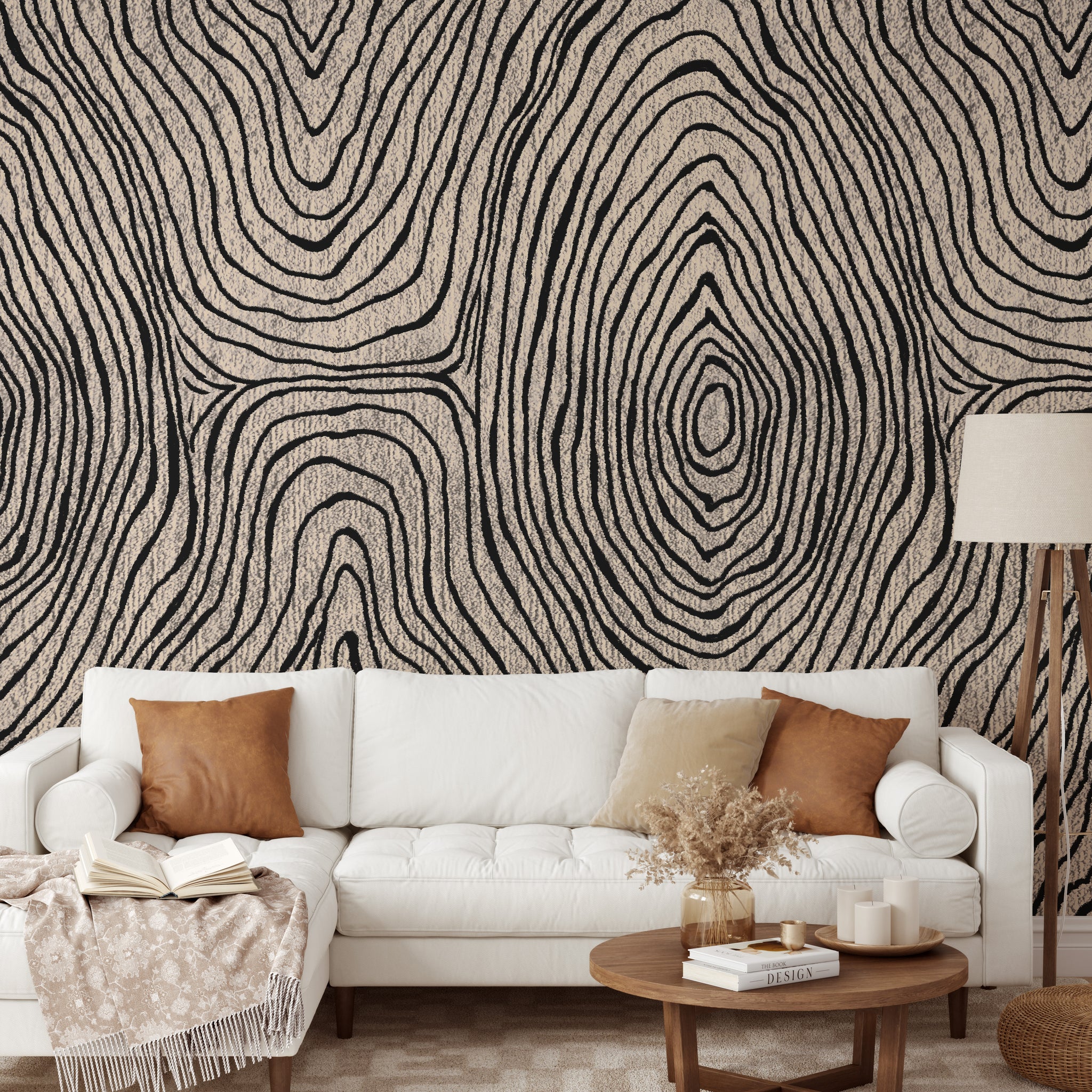 Carta da Parati Boho Geometrica Ispirata ai Tappeti - Tinte Naturali e Design Minimalista - 2 rotoli di carta 90 cm x 260 cm - 4.68 mq