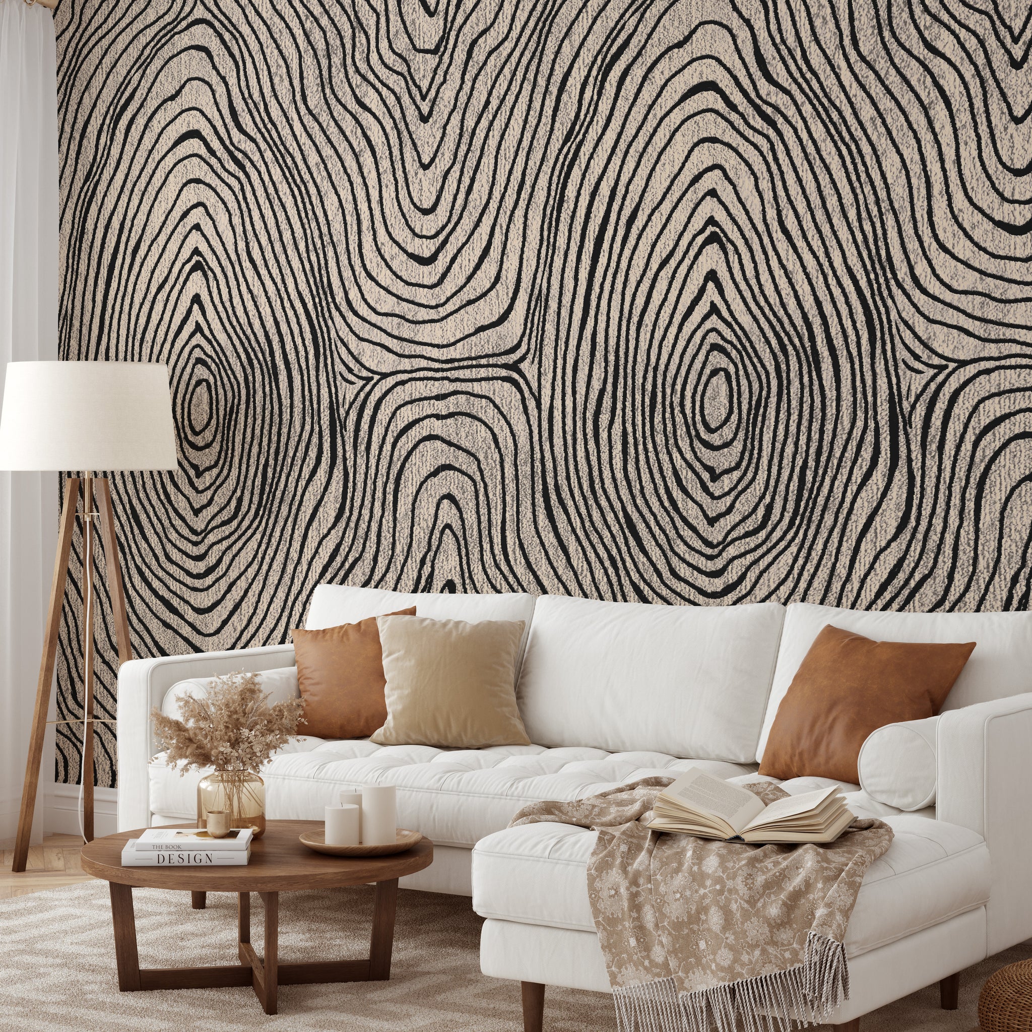 Carta da Parati Boho Geometrica Ispirata ai Tappeti - Tinte Naturali e Design Minimalista - 2 rotoli di carta 90 cm x 260 cm - 4.68 mq