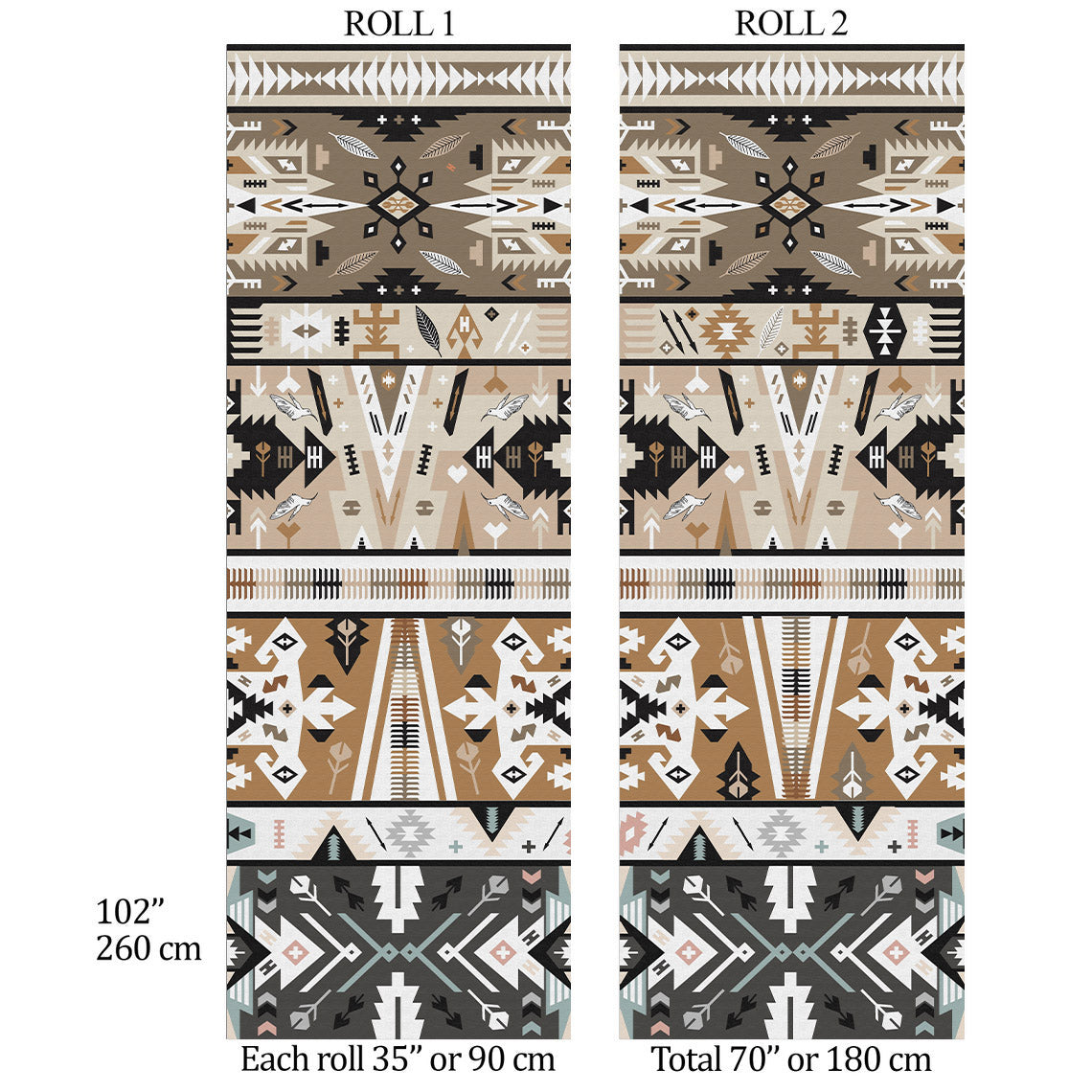 Carta da Parati Geometrica Retro - Stile Ikat nei Toni Neutri - 2 rotoli di carta 90 cm x 260 cm - 4.68 mq