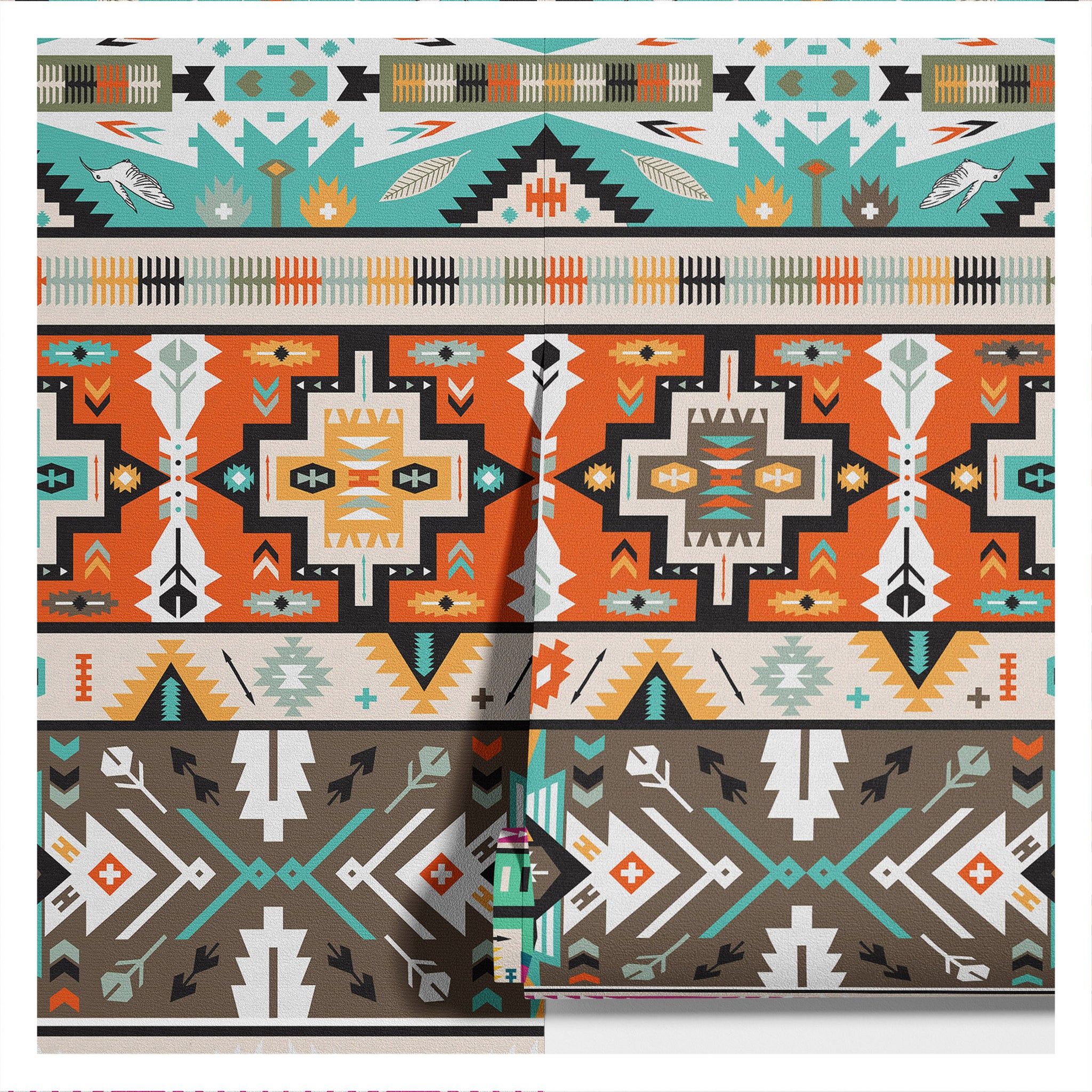Carta da Parati Azteca Boho - Design Geometrico Vivace - 2 rotoli di carta 90 cm x 260 cm - 4.68 mq