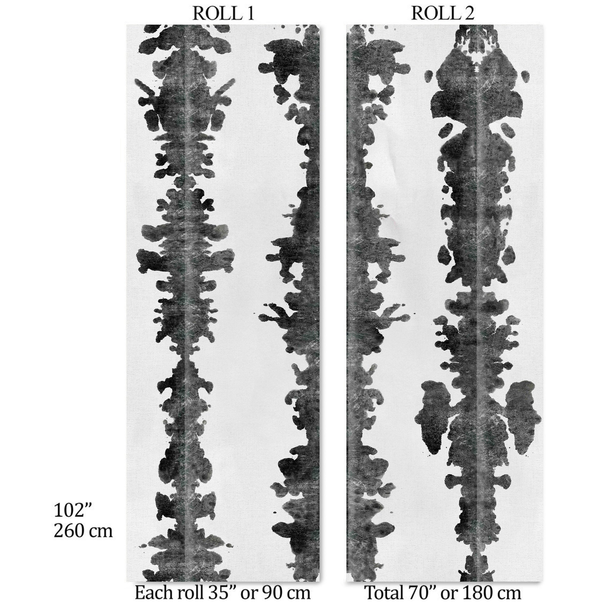 Carta da Parati Effetto Macchie d’Inchiostro Shibori Nera e Bianca - 2 rotoli di carta 90 cm x 260 cm - 4.68 mq