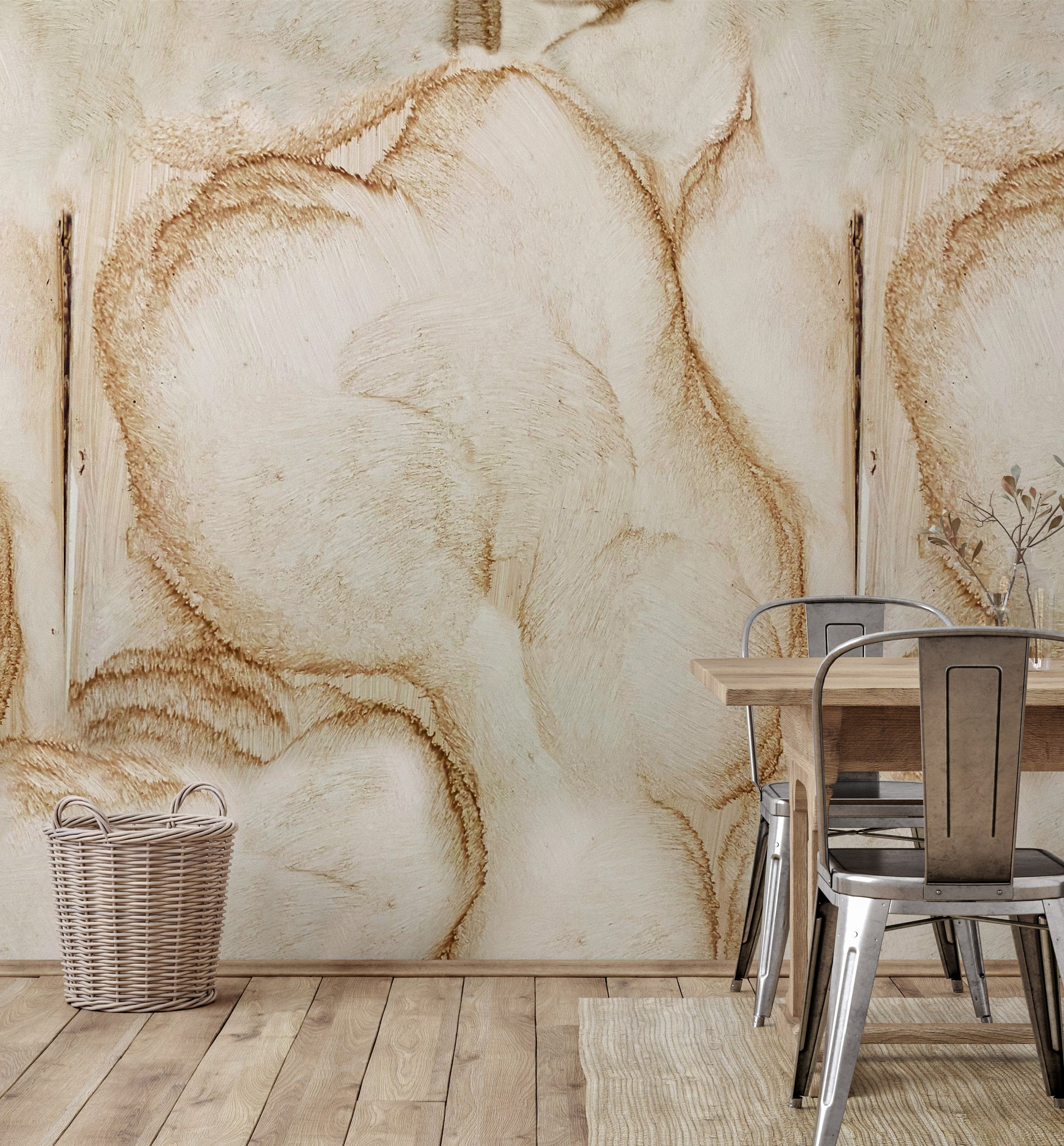 Carta da Parati Moderna con Macchie Astratte - Rivestimento Murale Effetto Inchiostro, Tinte Naturali e Design Minimalista - 2 rotoli di carta 90 cm x 260 cm - 4.68 mq