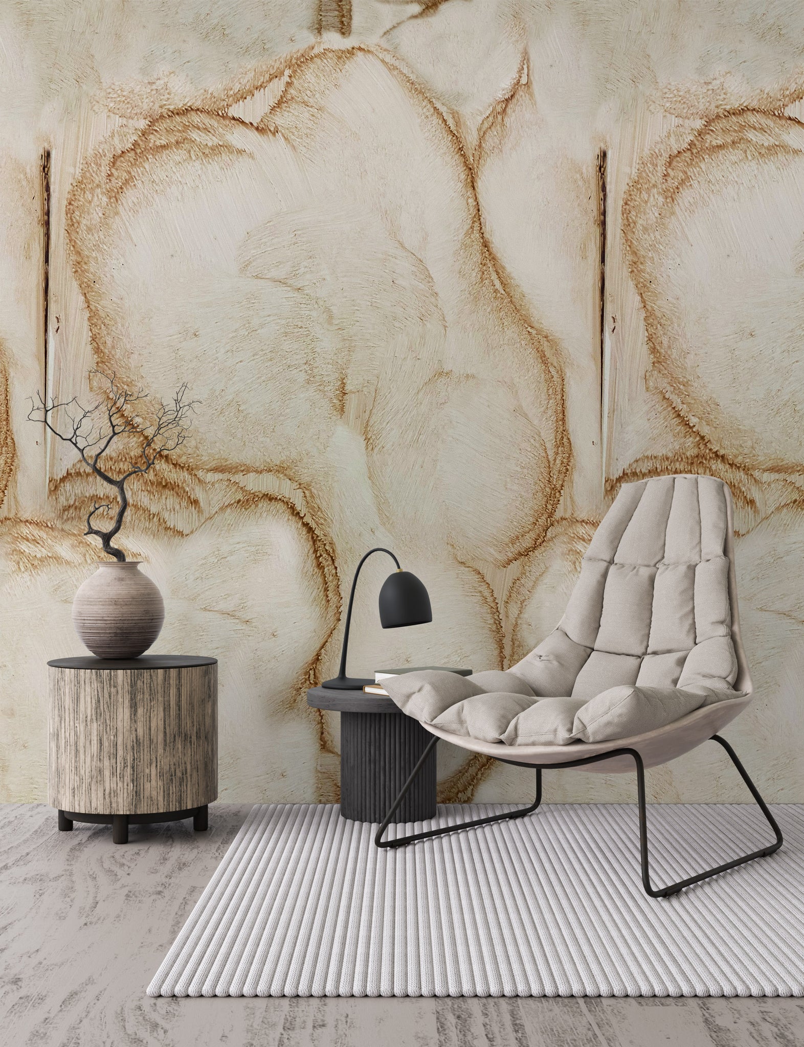 Carta da Parati Moderna con Macchie Astratte - Rivestimento Murale Effetto Inchiostro, Tinte Naturali e Design Minimalista - 2 rotoli di carta 90 cm x 260 cm - 4.68 mq