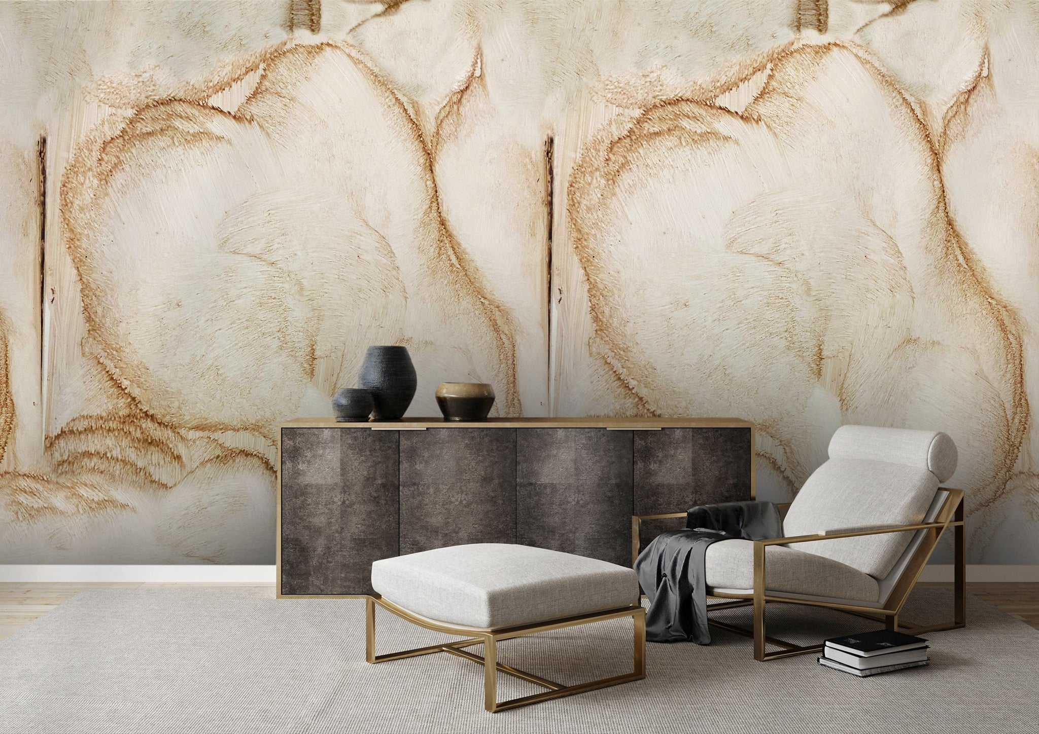 Carta da Parati Moderna con Macchie Astratte - Rivestimento Murale Effetto Inchiostro, Tinte Naturali e Design Minimalista - 2 rotoli di carta 90 cm x 260 cm - 4.68 mq