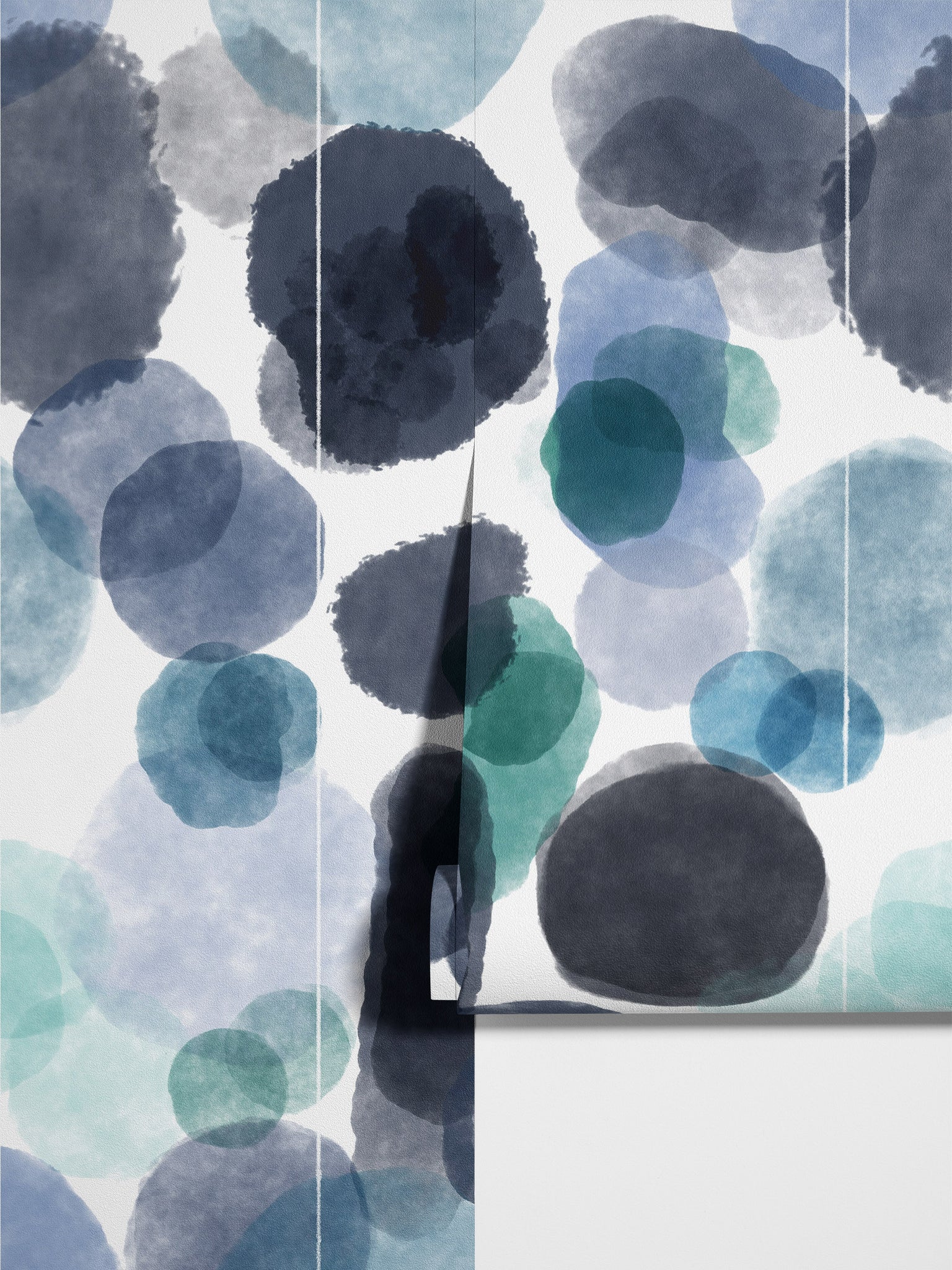 Carta da Parati Astratta Acquerello Blu - Design con Grandi Macchie di Inchiostro per Decorazioni Uniche - 2 rotoli di carta 90 cm x 260 cm - 4.68 mq